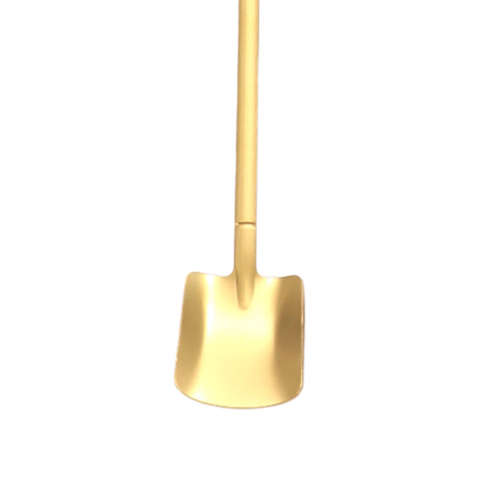 Ice Cream Spoon Coffee Spoon Cutlery Shovel Shape Stirring Scoop Flatware flat gold