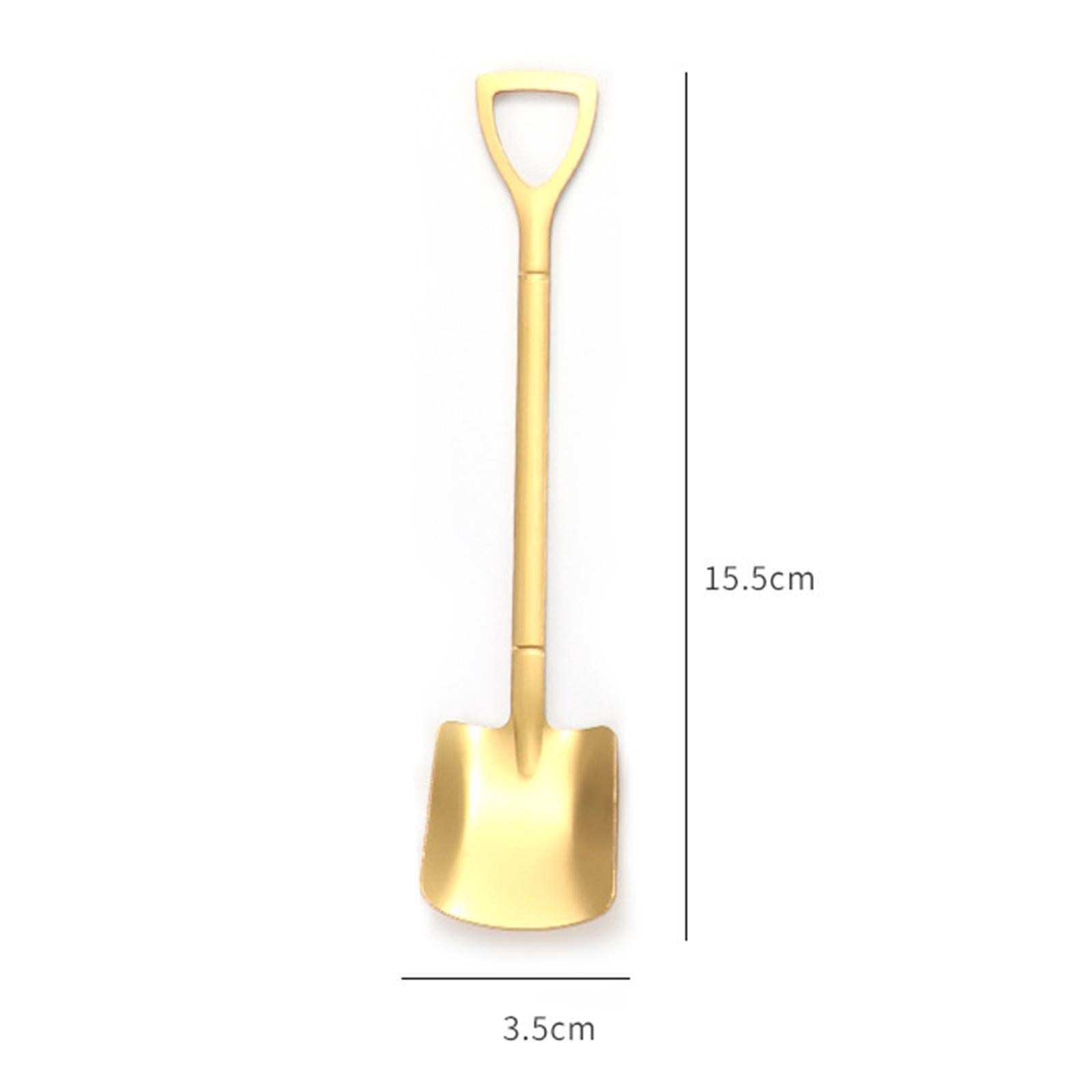Ice Cream Spoon Coffee Spoon Cutlery Shovel Shape Stirring Scoop Flatware flat gold