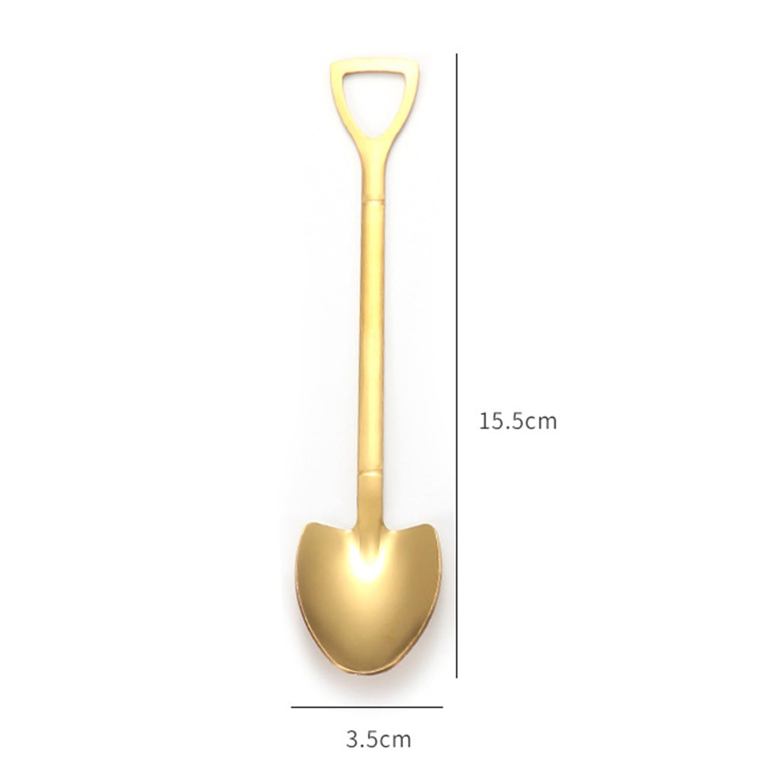 Ice Cream Spoon Coffee Spoon Cutlery Shovel Shape Stirring Scoop Flatware pointed flat gold