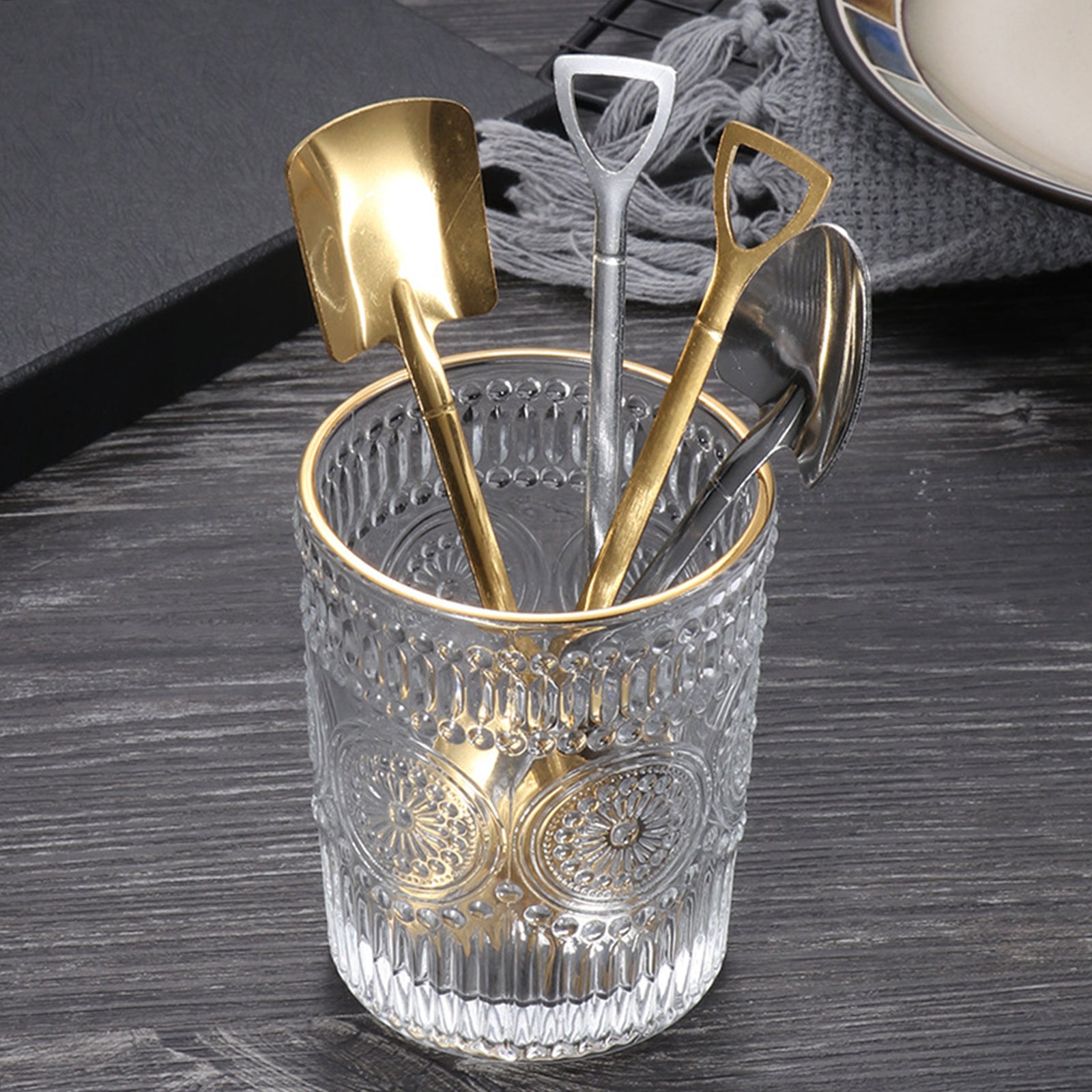 Ice Cream Spoon Coffee Spoon Cutlery Shovel Shape Stirring Scoop Flatware pointed flat silver