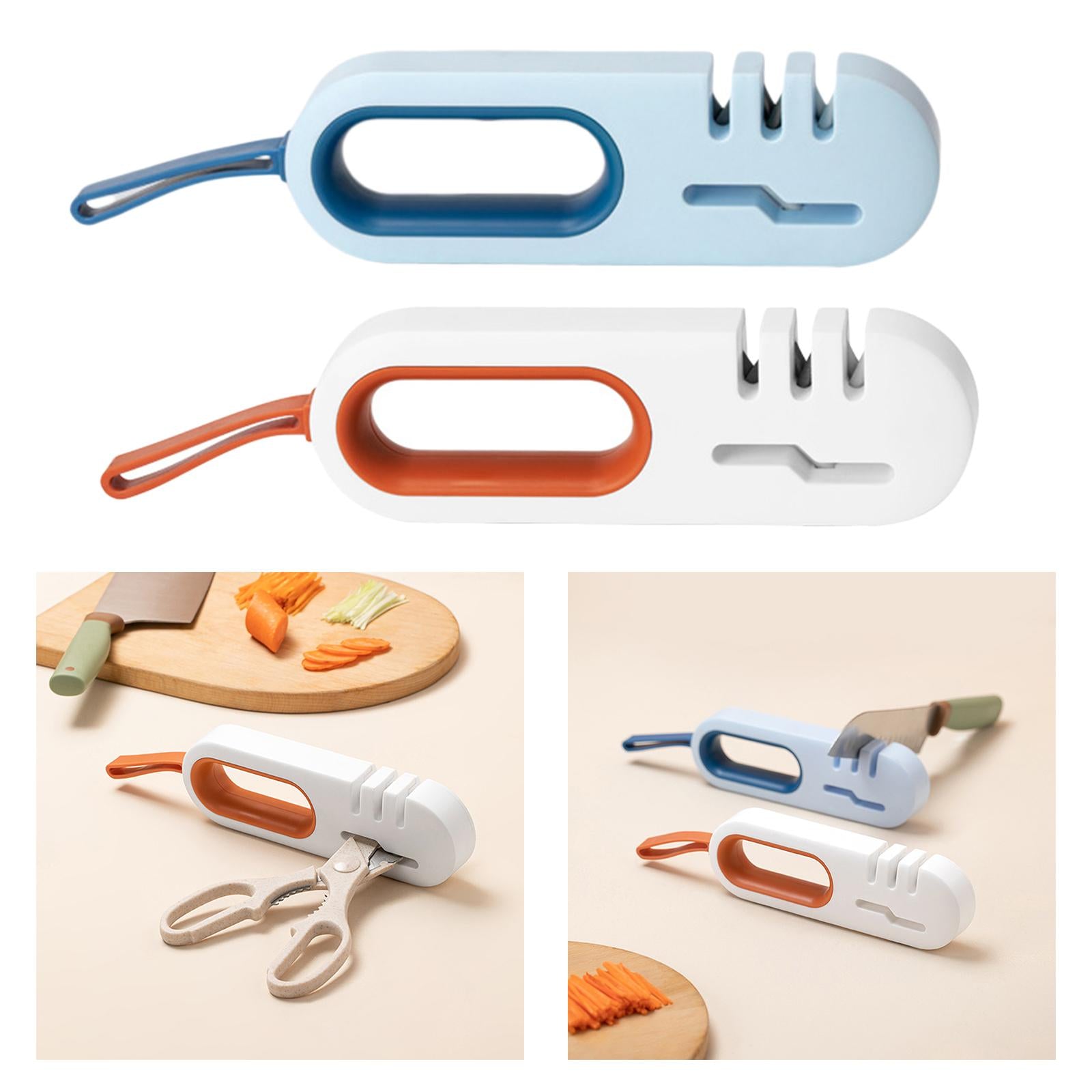 4-in-1 Kitchen Sharpener Ceramic Stone Tungsten Carbide Blue