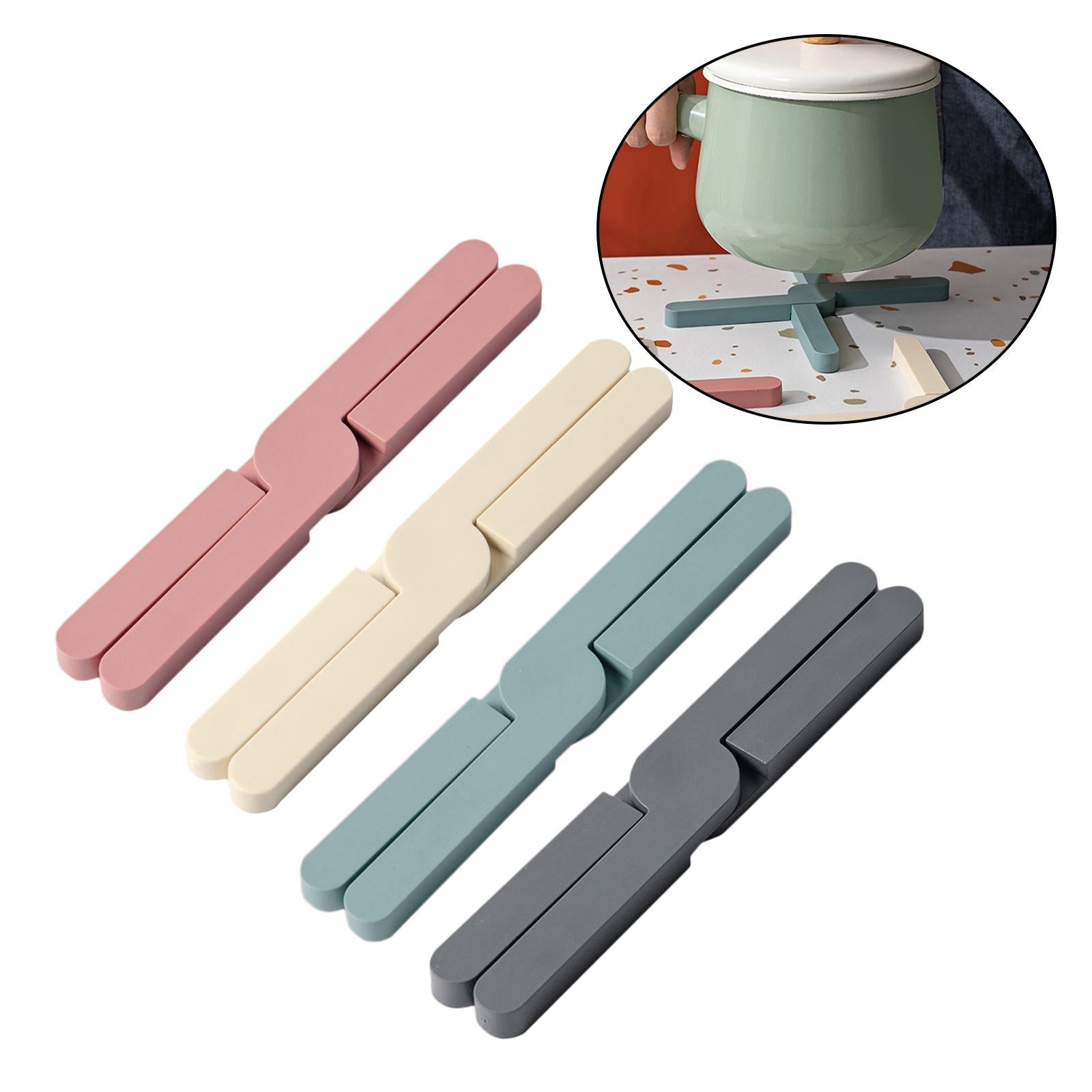 Foldable Silicone Pad Pot Holder Collapsible Cross Table Mat Red
