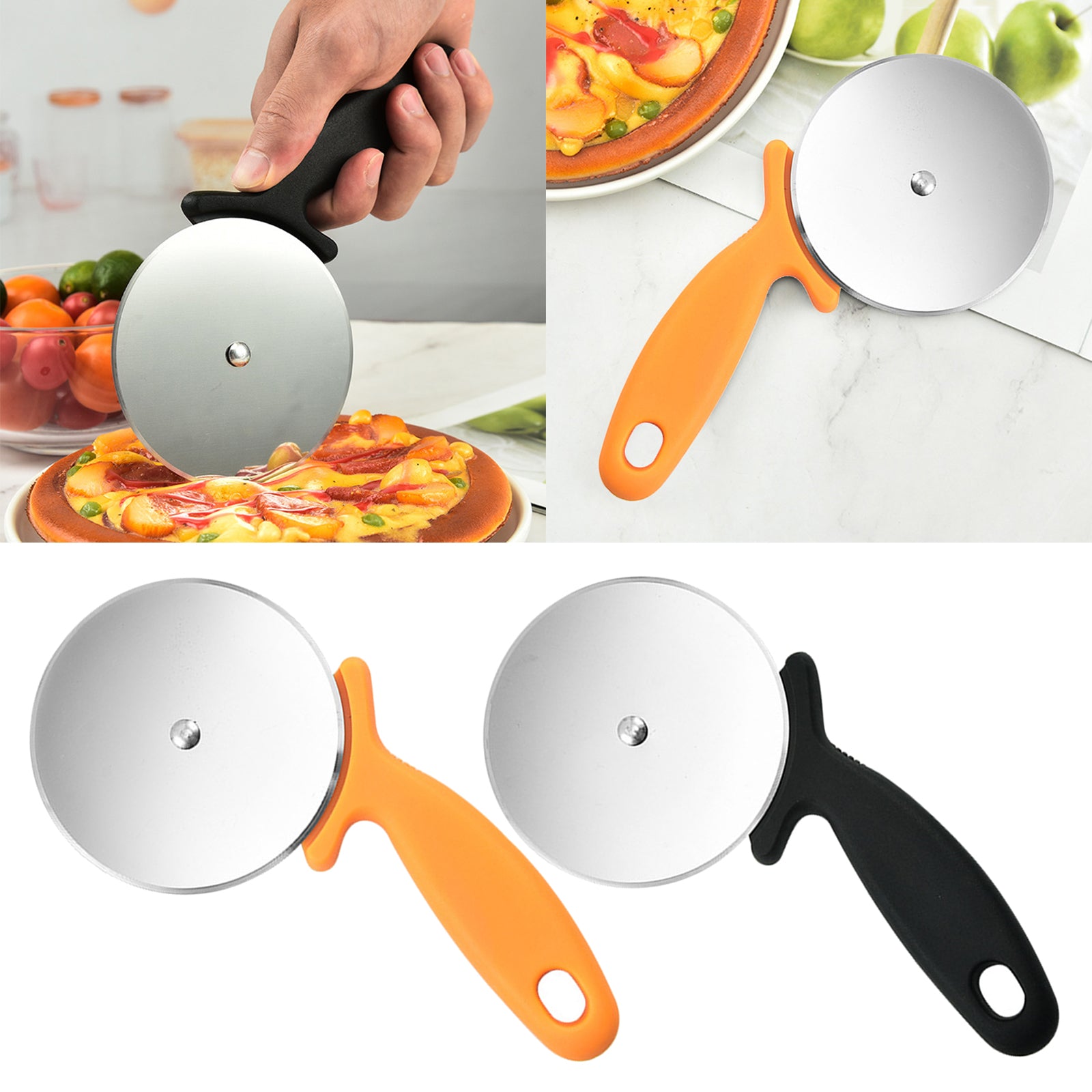 Stainless Steel Cake Pizza Cutter Household Pizza Knife Cake Tools Black