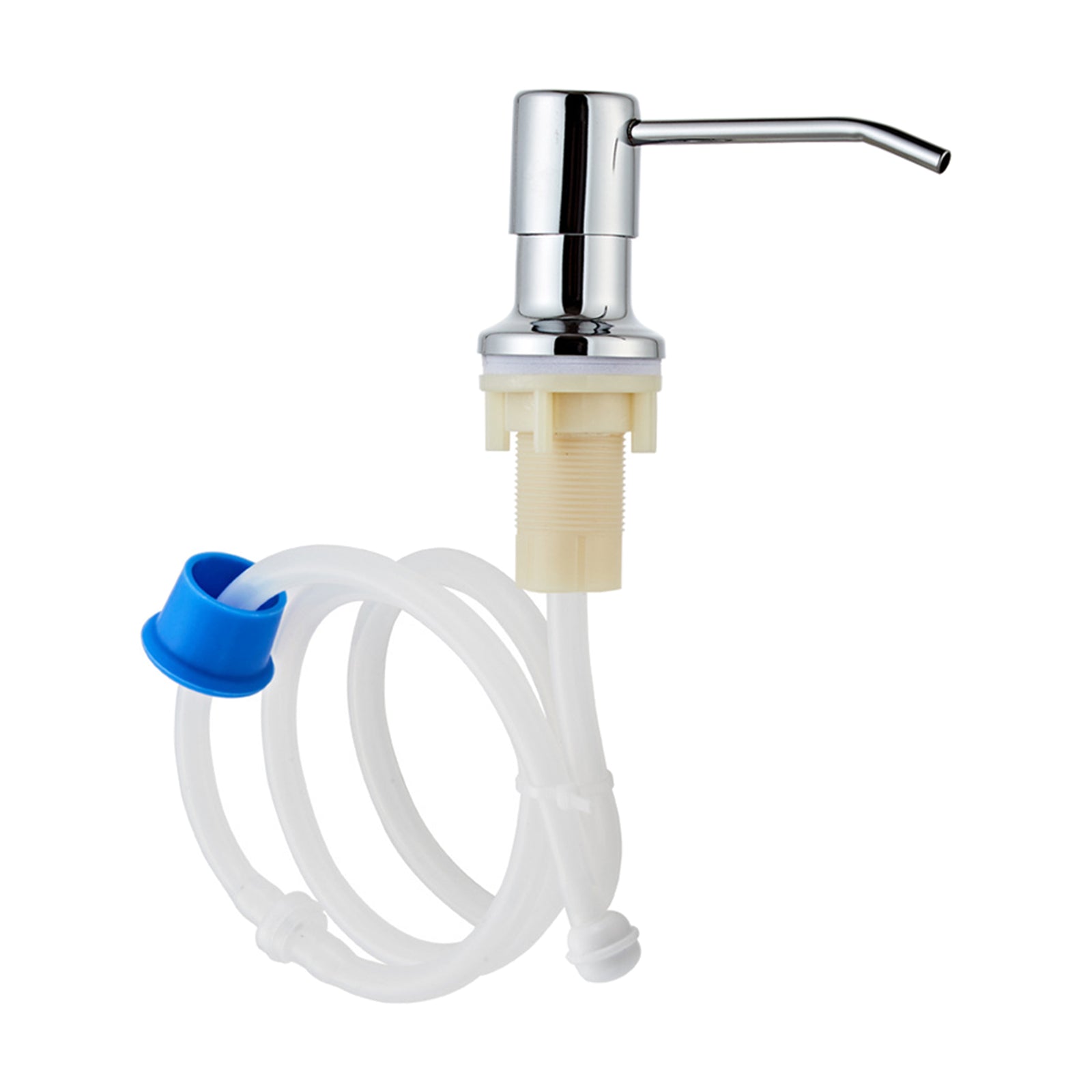 Stainless Steel Sink Soap Dispenser Pump Head W/ Extension Silicone Tube Chrome