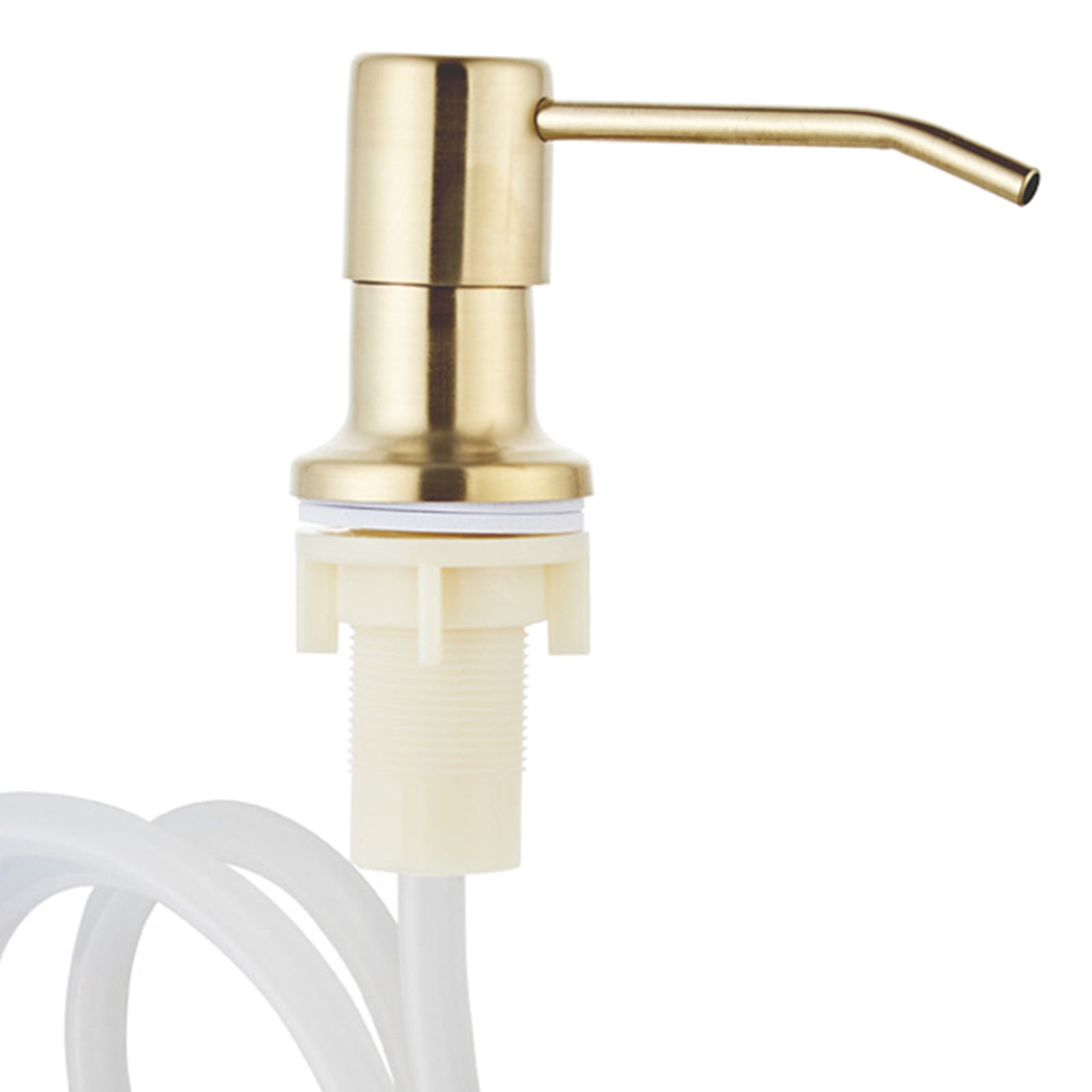 Stainless Steel Sink Soap Dispenser Pump Head W/ Extension Silicone Tube Golden