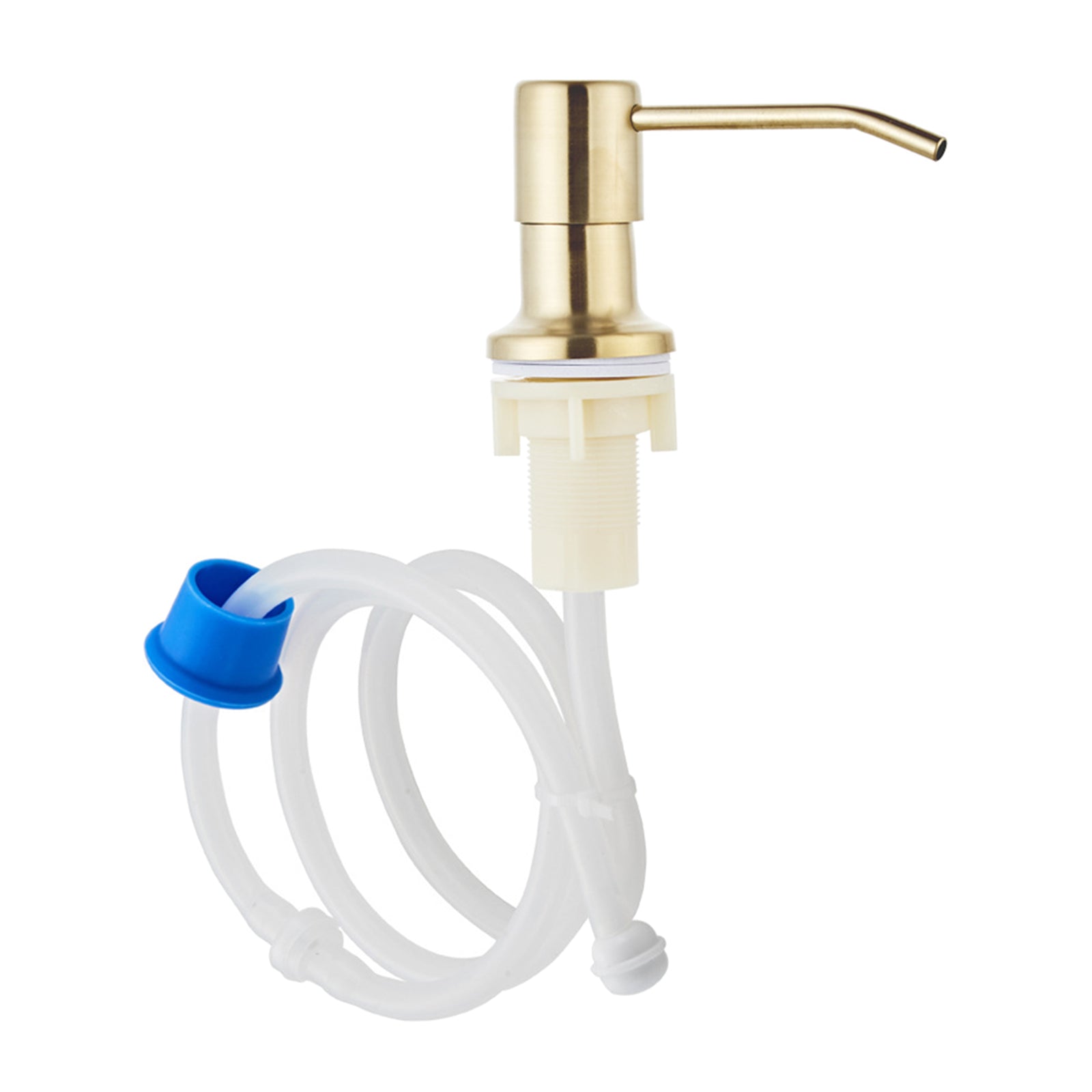 Stainless Steel Sink Soap Dispenser Pump Head W/ Extension Silicone Tube Golden