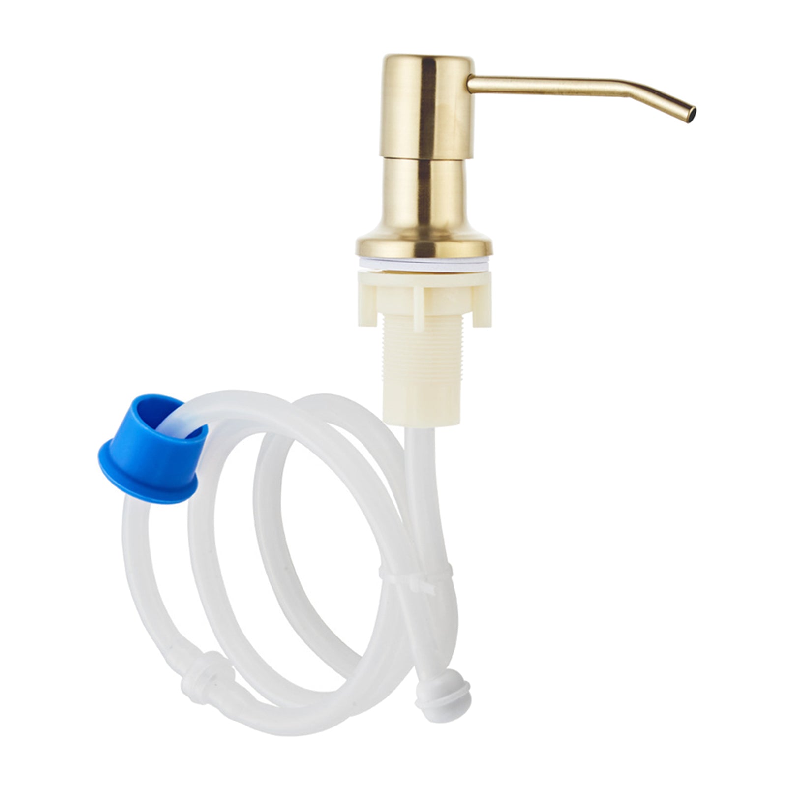 Stainless Steel Sink Soap Dispenser Pump Head W/ Extension Silicone Tube Golden