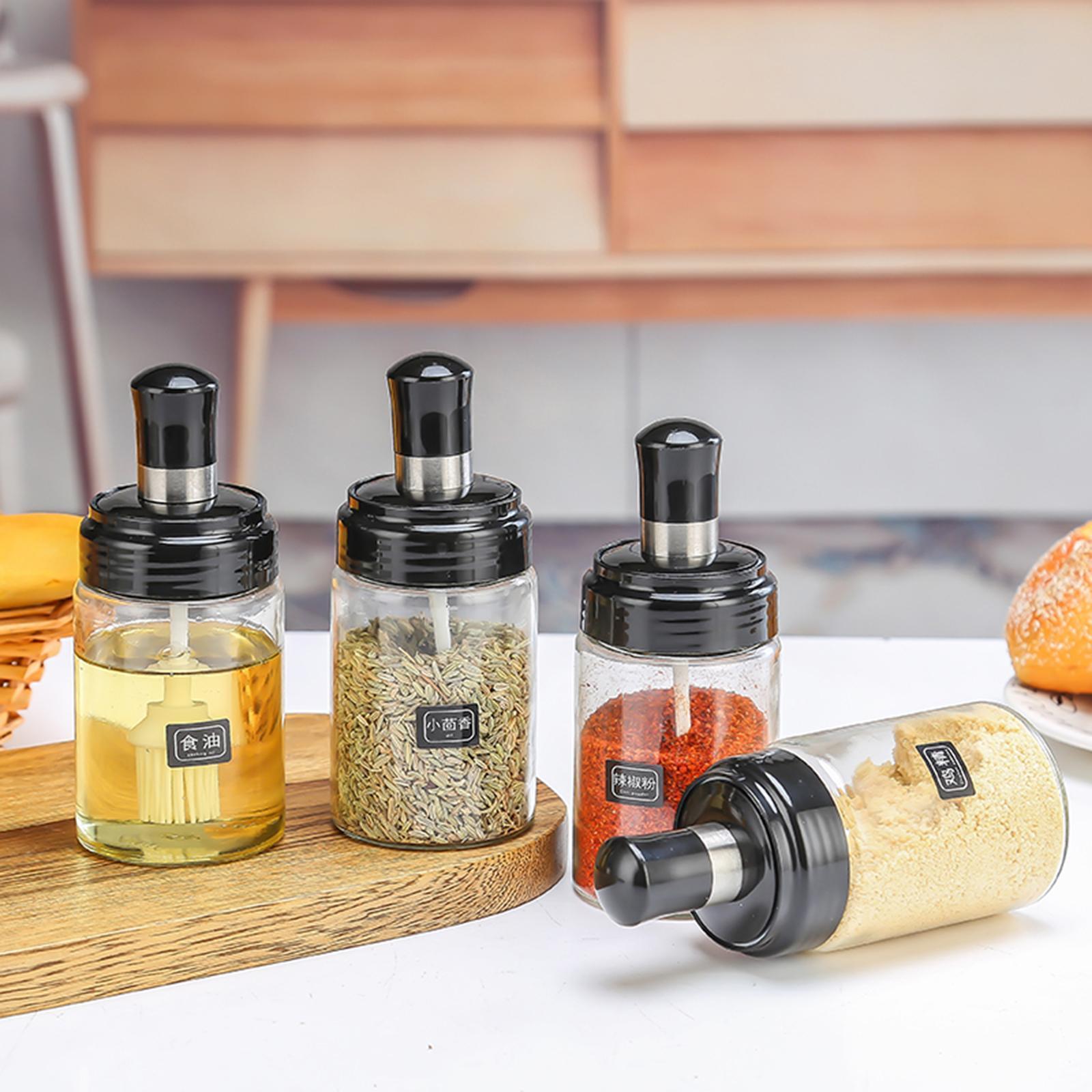 Seasoning Spice Jar Storage Container Rack Kitchen Tools Accessories With Brush