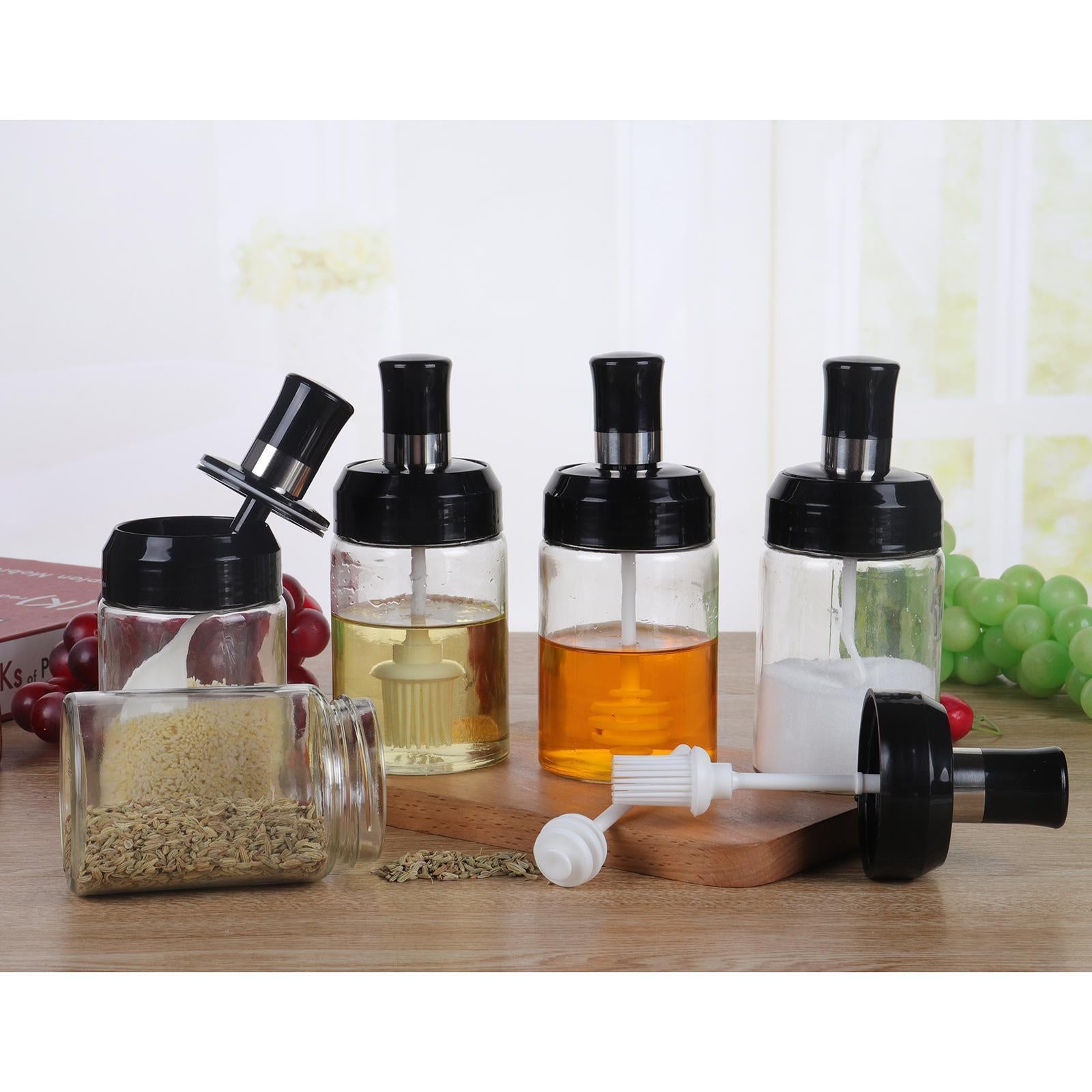 Seasoning Spice Jar Storage Container Rack Kitchen Tools Accessories With Brush