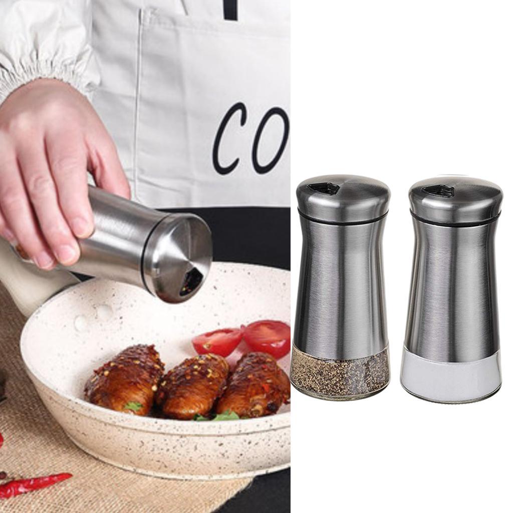 2pcs Salt and Pepper Shaker Dining Dressing Spice Dispenser Seasoning Can