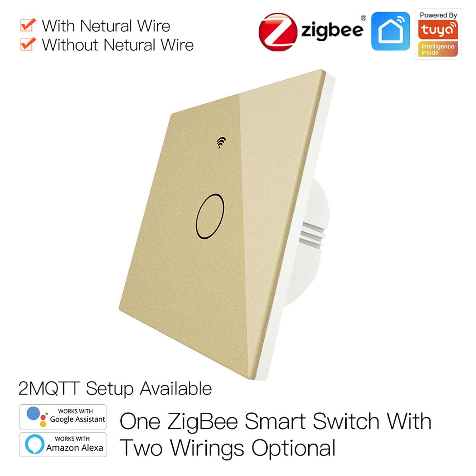 Smart Light Switch Remote Conrol Timing Setting Family Sharing Controler 1 Way Golden