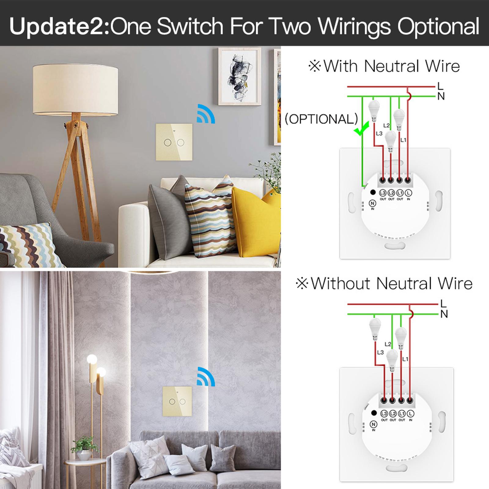 Smart Light Switch Remote Conrol Timing Setting Family Sharing Controler 2 Way Golden