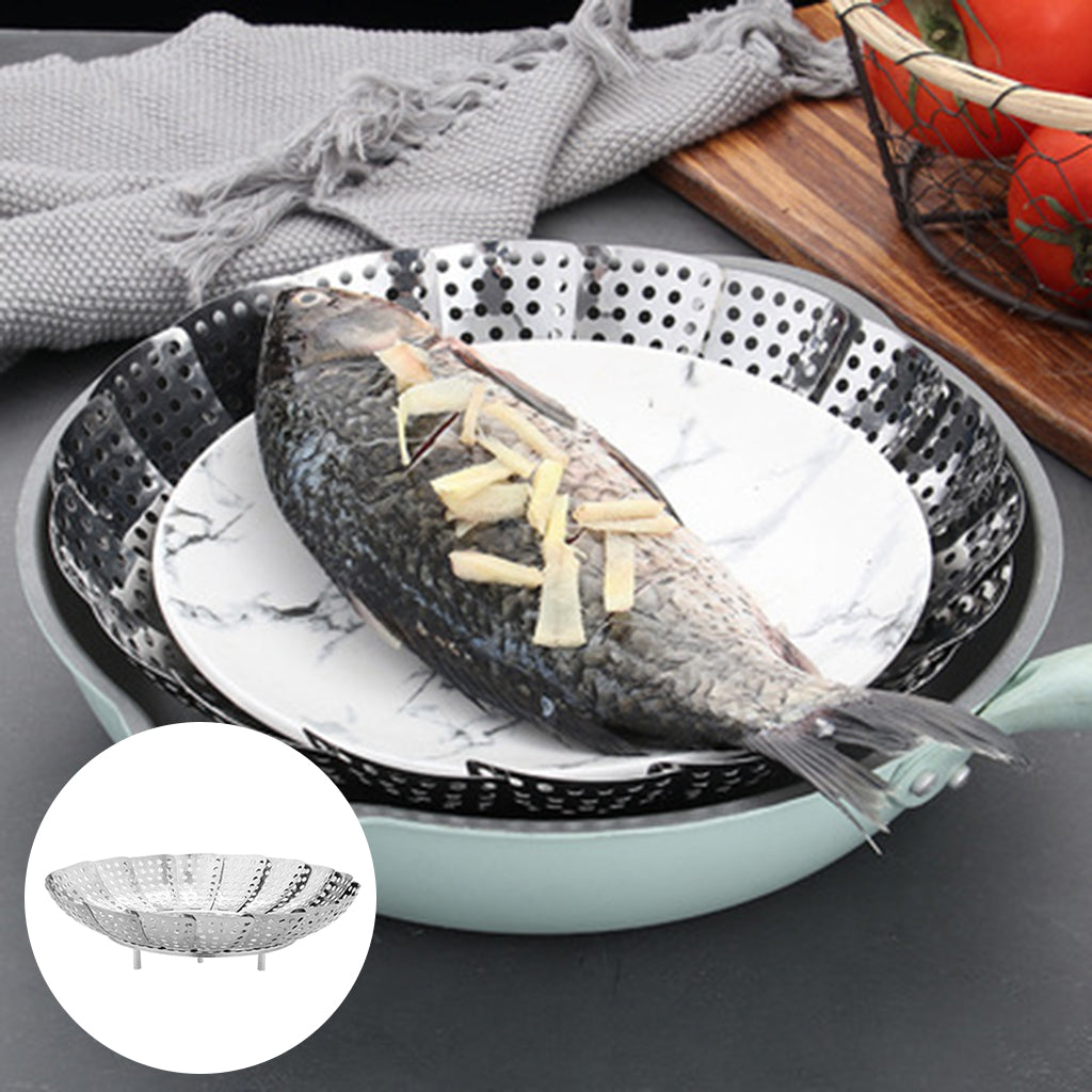 Stainless Steel Folding Steamer Plate Steam Pot Fruit Vegetable Non-Slip Large