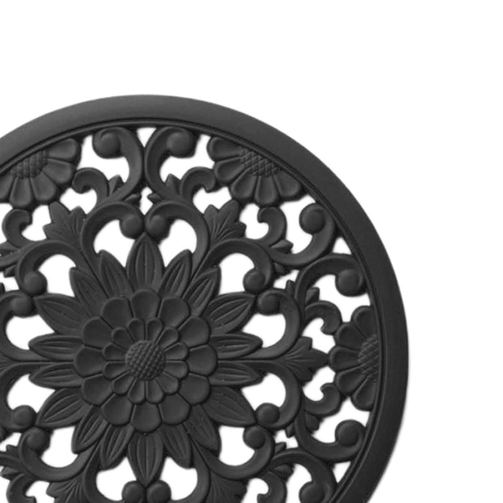3/Set Heat-insulated Silicone Hot Pads Countertop Bowl Mat Trivet Black