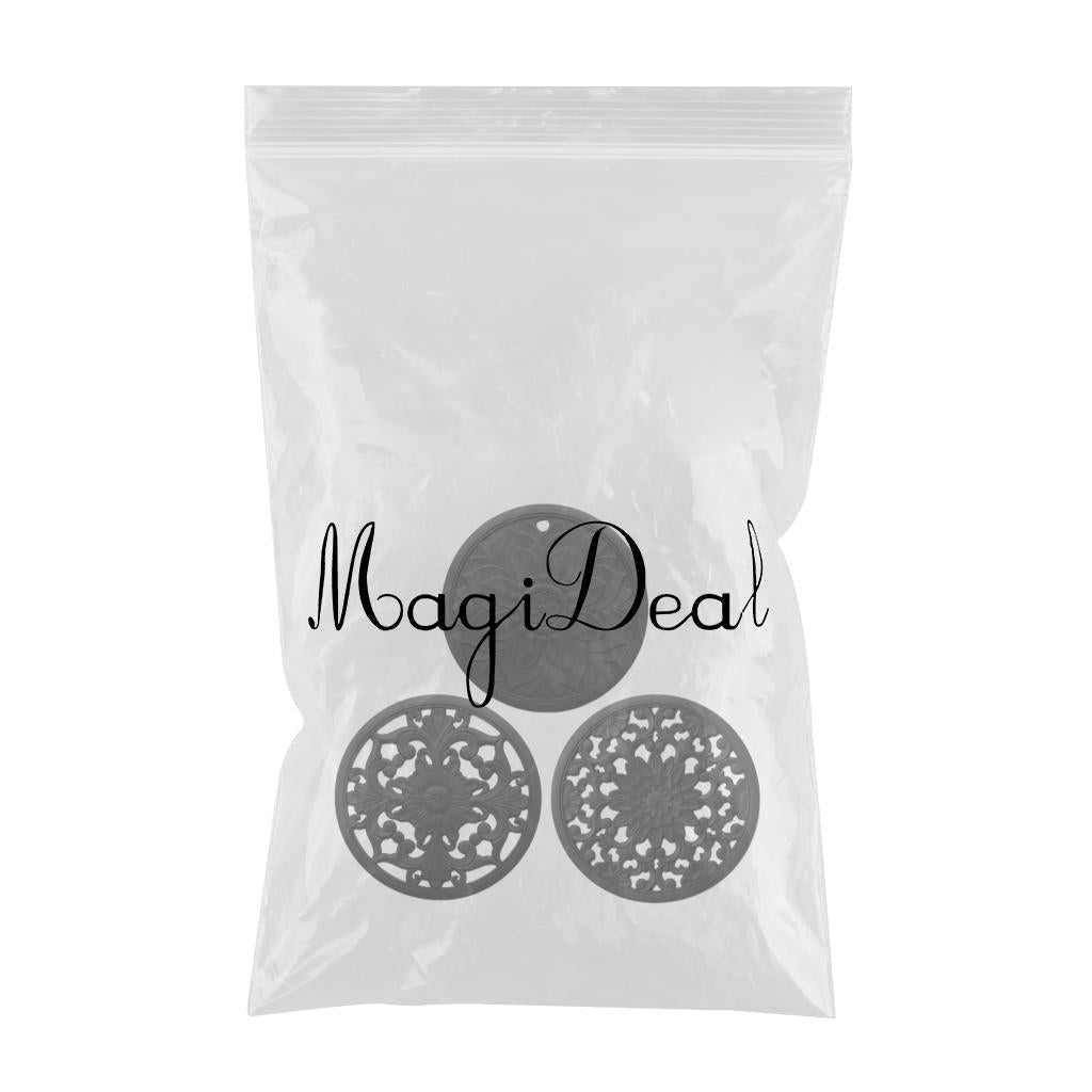 3/Set Heat-insulated Silicone Hot Pads Countertop Bowl Mat Trivet Black
