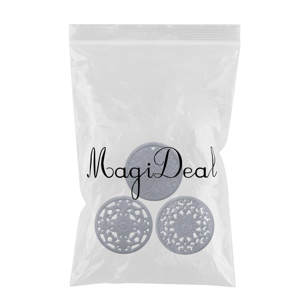 3/Set Heat-insulated Silicone Hot Pads Countertop Bowl Mat Trivet Gray