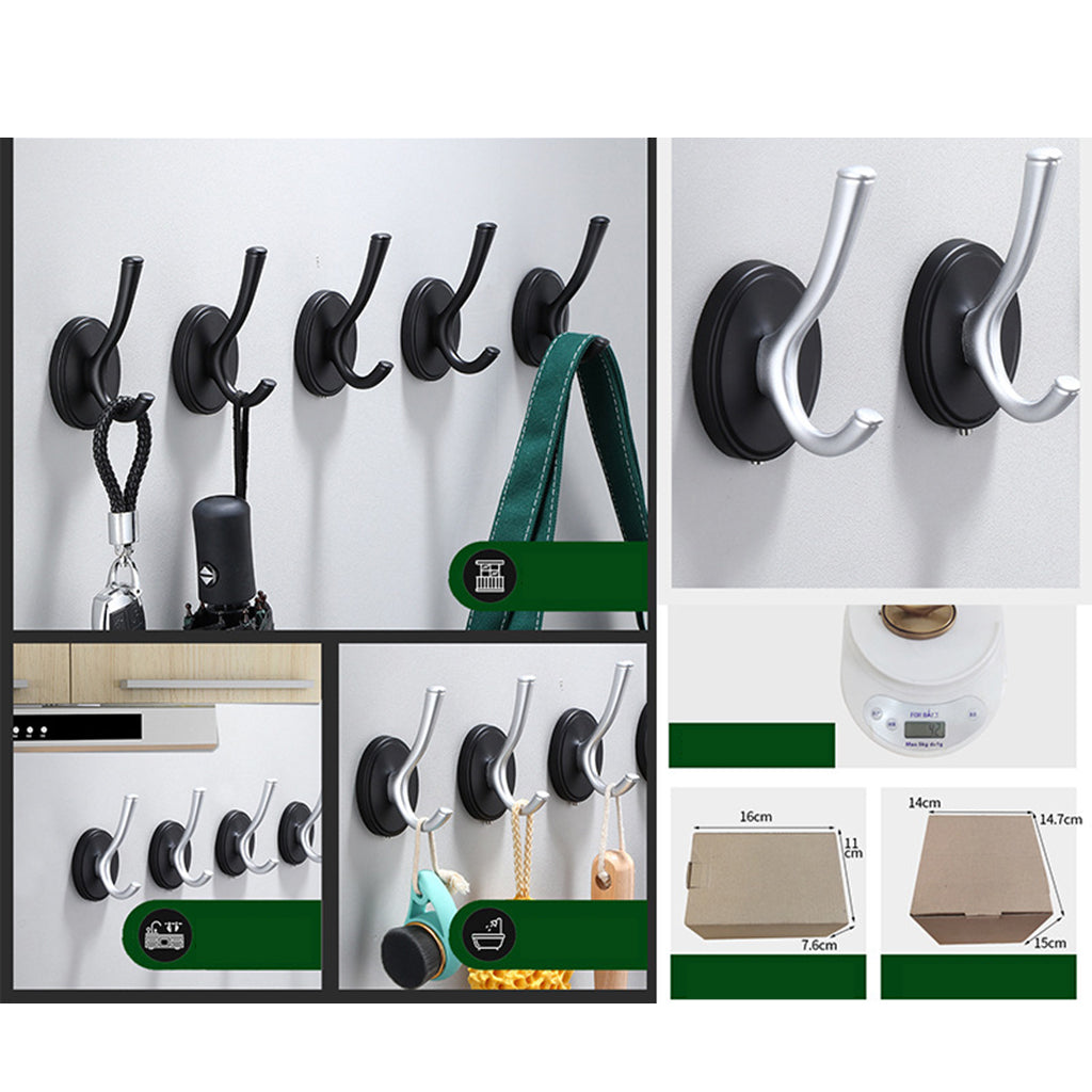 Small Coat Hook Wall Mounted Punch-free Robe Hat Key Heavy Duty Gadgets Black