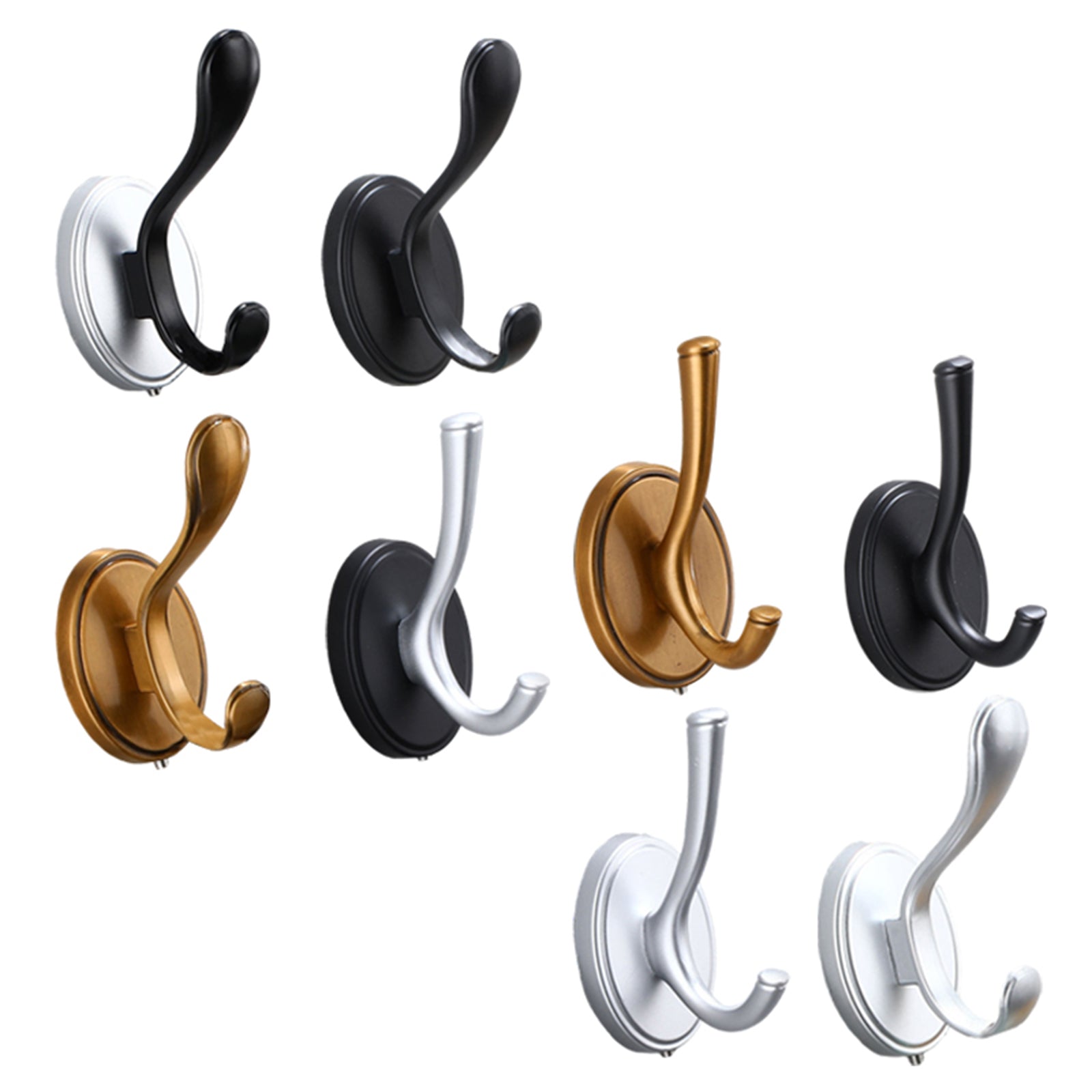 Small Coat Hook Wall Mounted Punch-free Robe Hat Key Heavy Duty Gadgets Black
