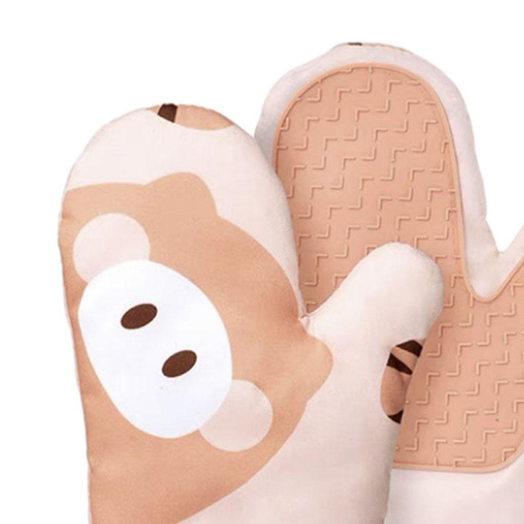 1 Set Oven Mitts Barbecue Gloves Baking Gloves Anti-Hot Kitchen Cooking Tool Grapefruit Orange