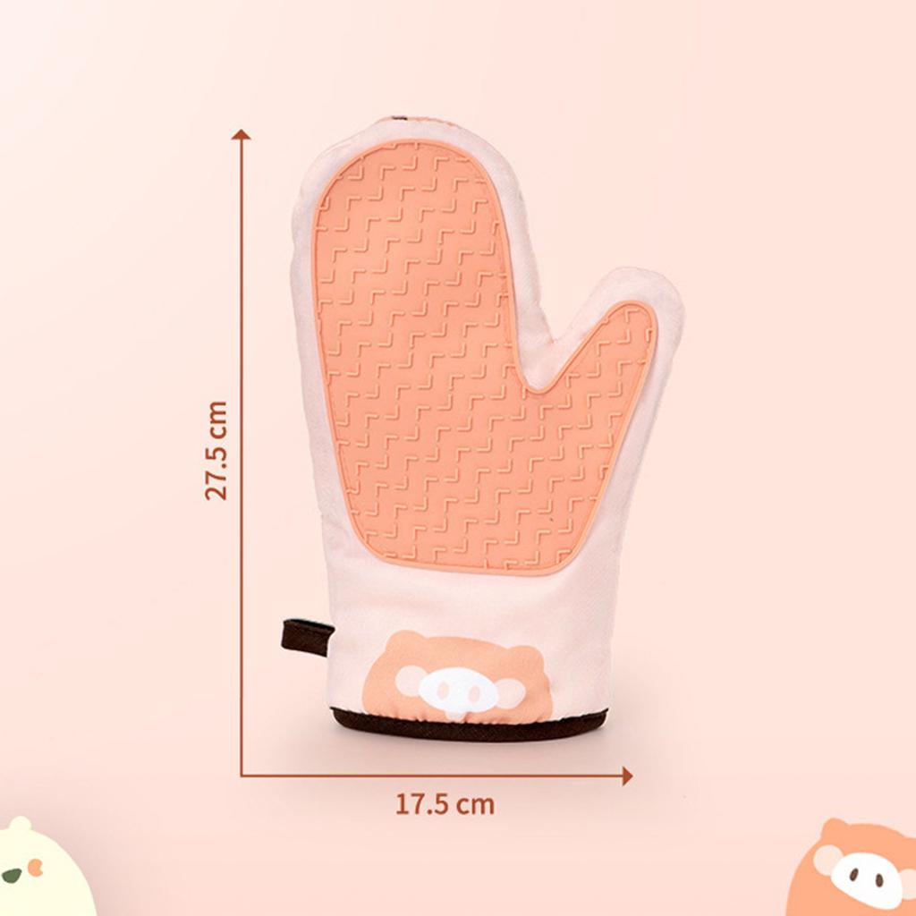 1 Set Oven Mitts Barbecue Gloves Baking Gloves Anti-Hot Kitchen Cooking Tool Grapefruit Orange