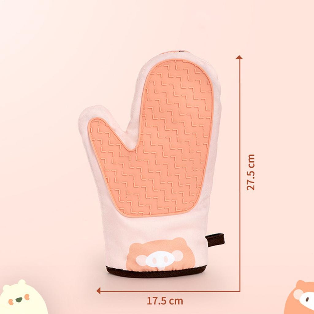 1 Set Oven Mitts Barbecue Gloves Baking Gloves Anti-Hot Kitchen Cooking Tool Grapefruit Orange