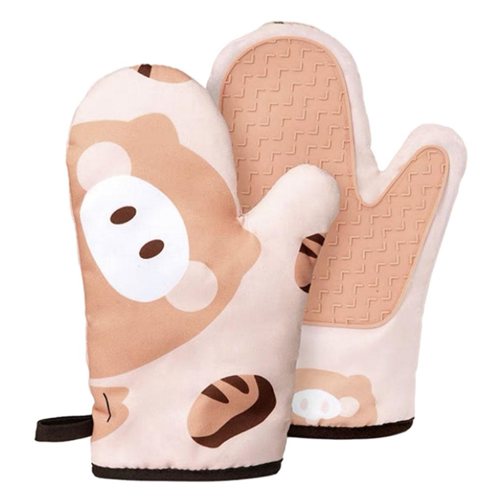 1 Set Oven Mitts Barbecue Gloves Baking Gloves Anti-Hot Kitchen Cooking Tool Grapefruit Orange