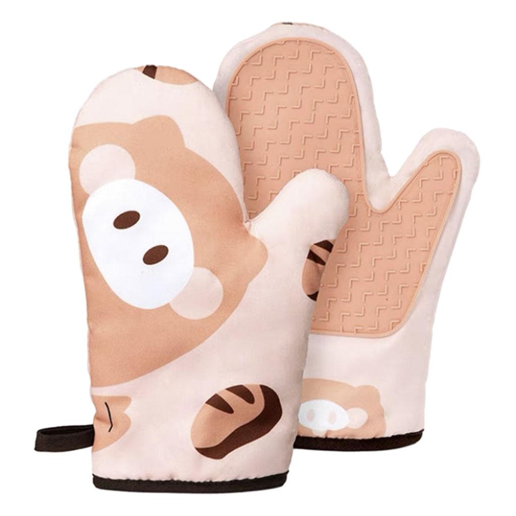 1 Set Oven Mitts Barbecue Gloves Baking Gloves Anti-Hot Kitchen Cooking Tool Grapefruit Orange