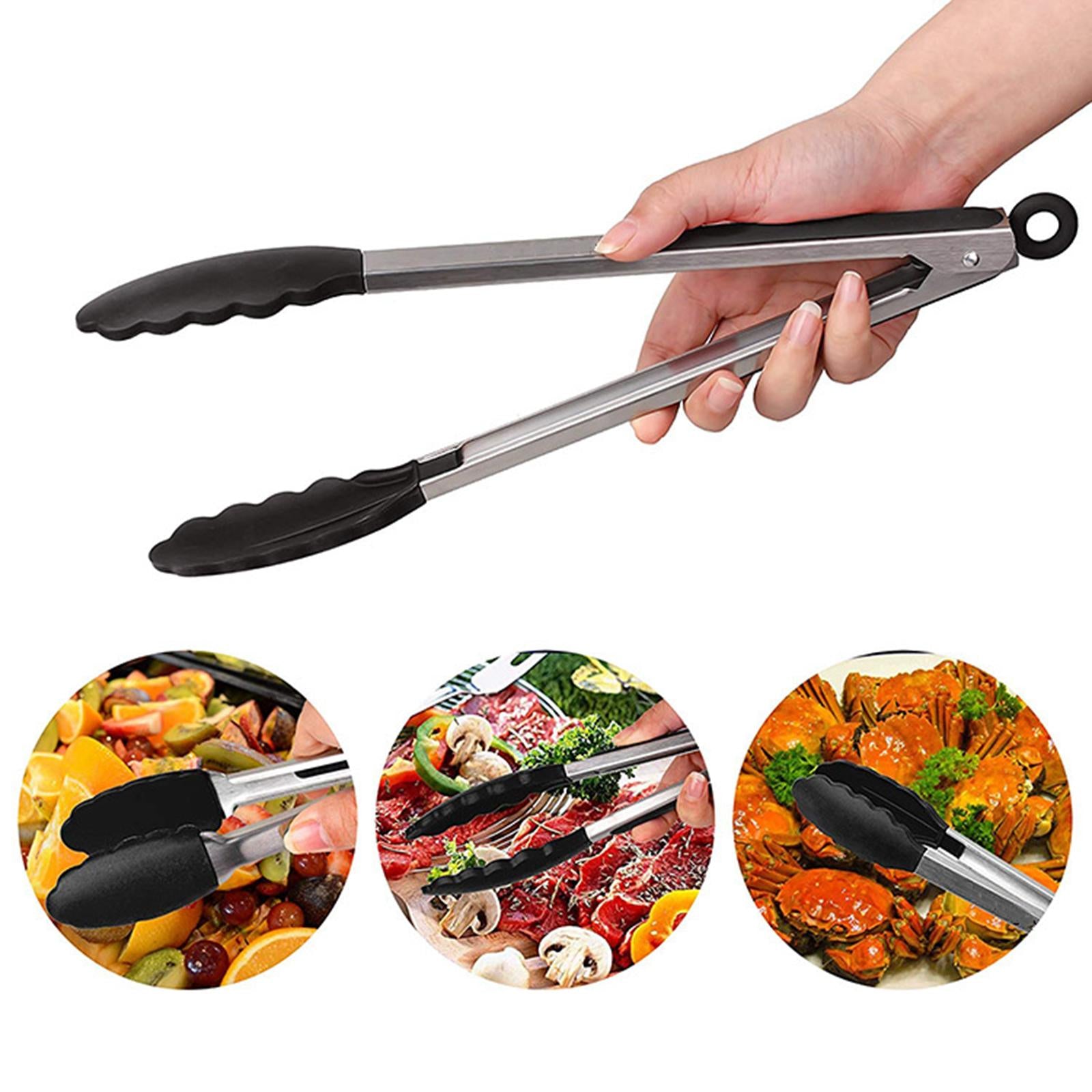Kitchen Tongs Pack of 3 Salad BBQ Grilling for Buffets Kitchen Cookware Black