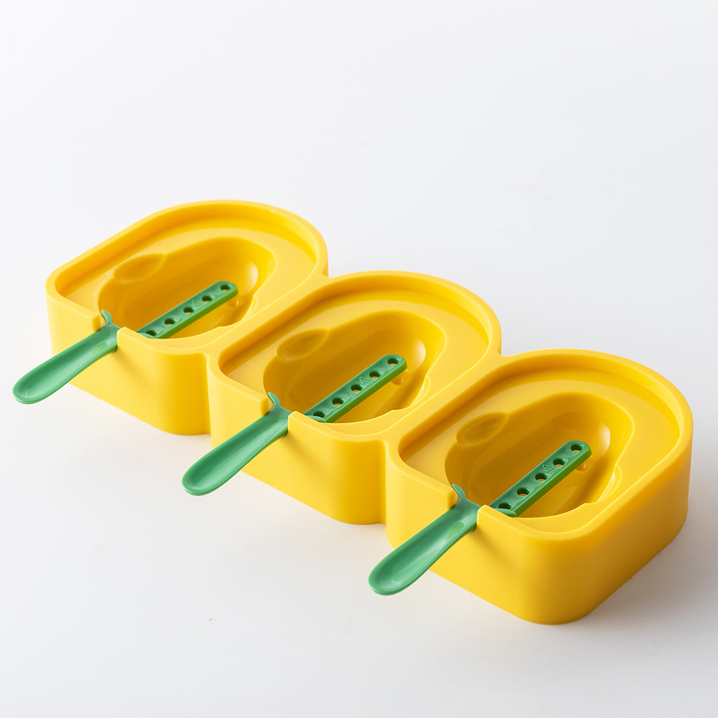 Cute Cartoon Popsicle Molds Bird-shaped 3 Cell Homemade Ice Cream Home Yellow