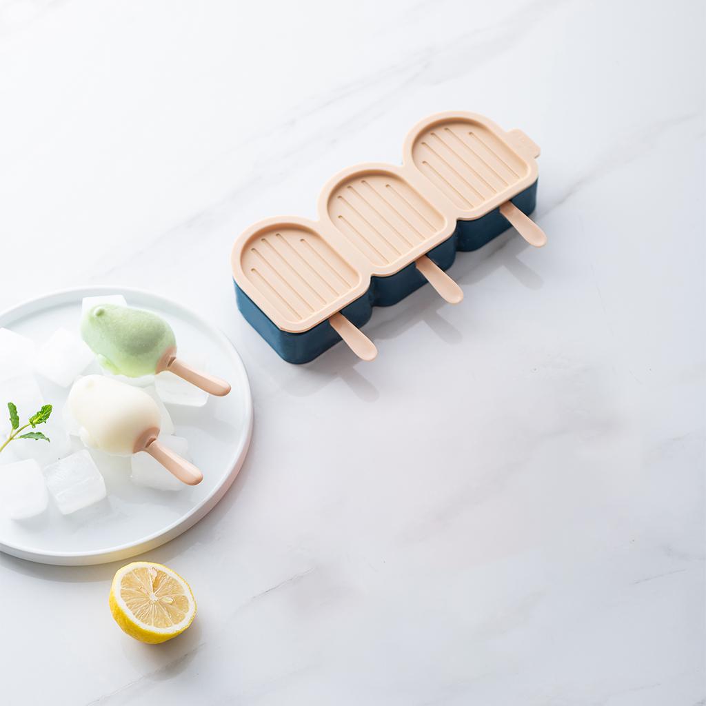 Cute Cartoon Popsicle Molds Bird-shaped 3 Cell Homemade Ice Cream Home Blue