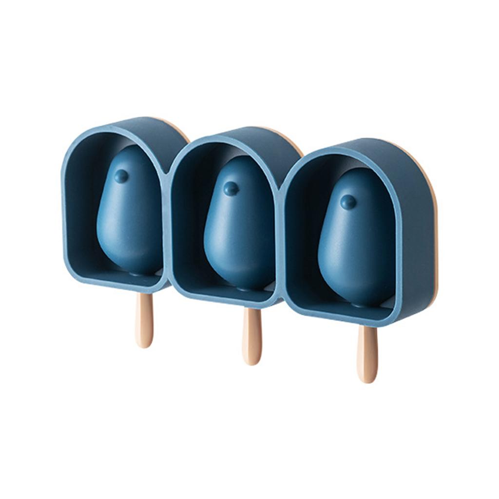 Cute Cartoon Popsicle Molds Bird-shaped 3 Cell Homemade Ice Cream Home Blue