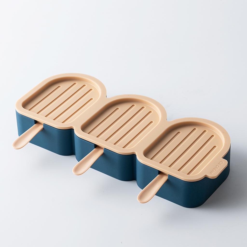 Cute Cartoon Popsicle Molds Bird-shaped 3 Cell Homemade Ice Cream Home Blue