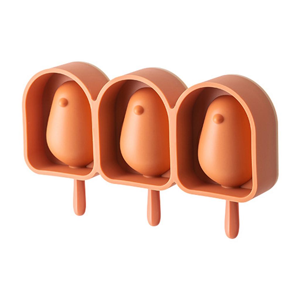 Cute Cartoon Popsicle Molds Bird-shaped 3 Cell Homemade Ice Cream Home Orange