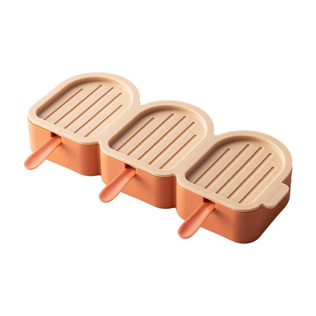 Cute Cartoon Popsicle Molds Bird-shaped 3 Cell Homemade Ice Cream Home Orange