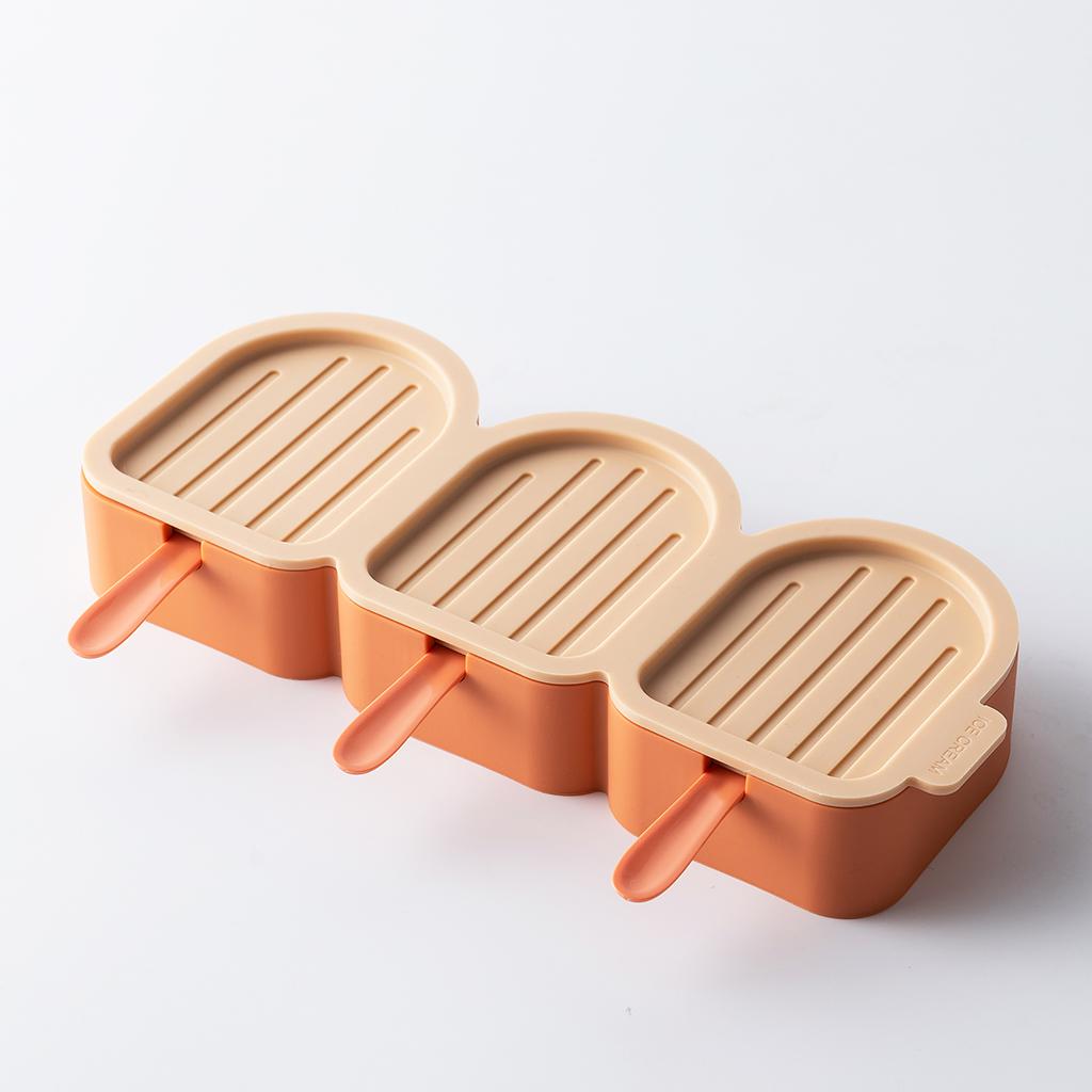 Cute Cartoon Popsicle Molds Bird-shaped 3 Cell Homemade Ice Cream Home Orange