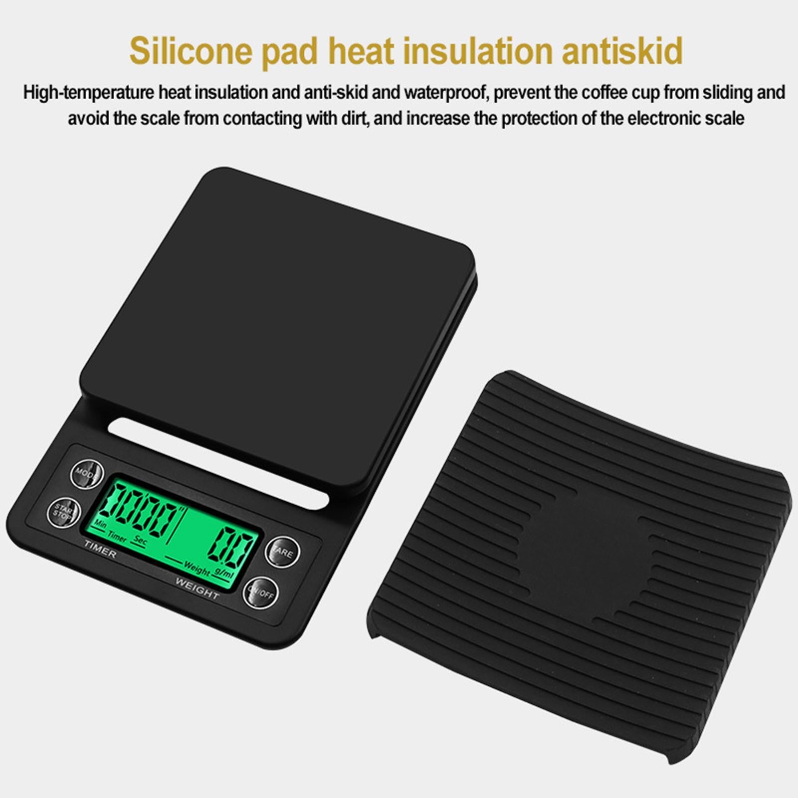 Portable Kitchen Scale Household High Precision Mini Scale Black 3KG