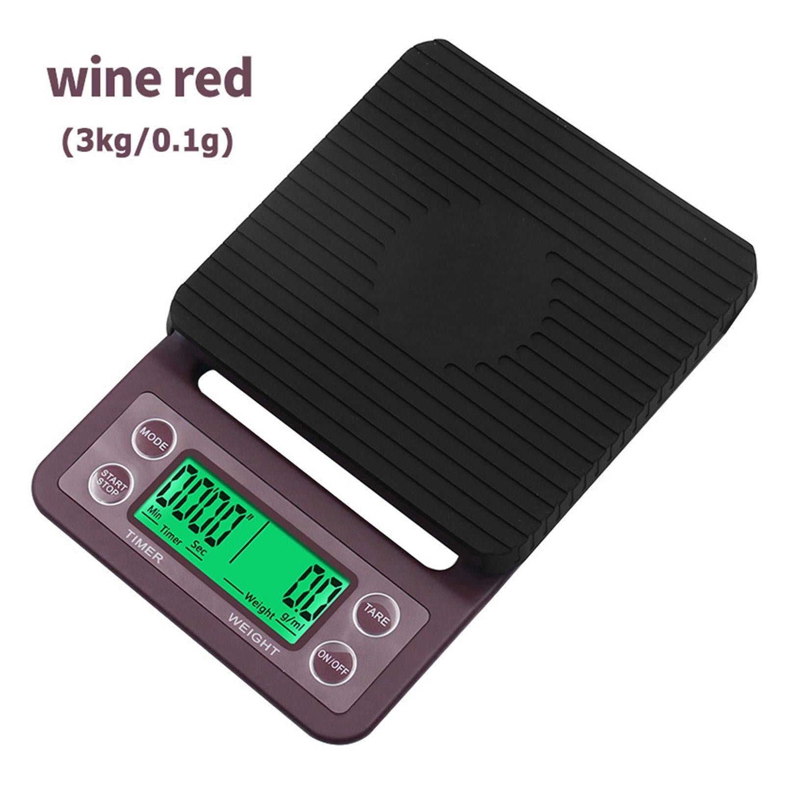 Portable Kitchen Scale Household High Precision Mini Scale Wine Red 3KG