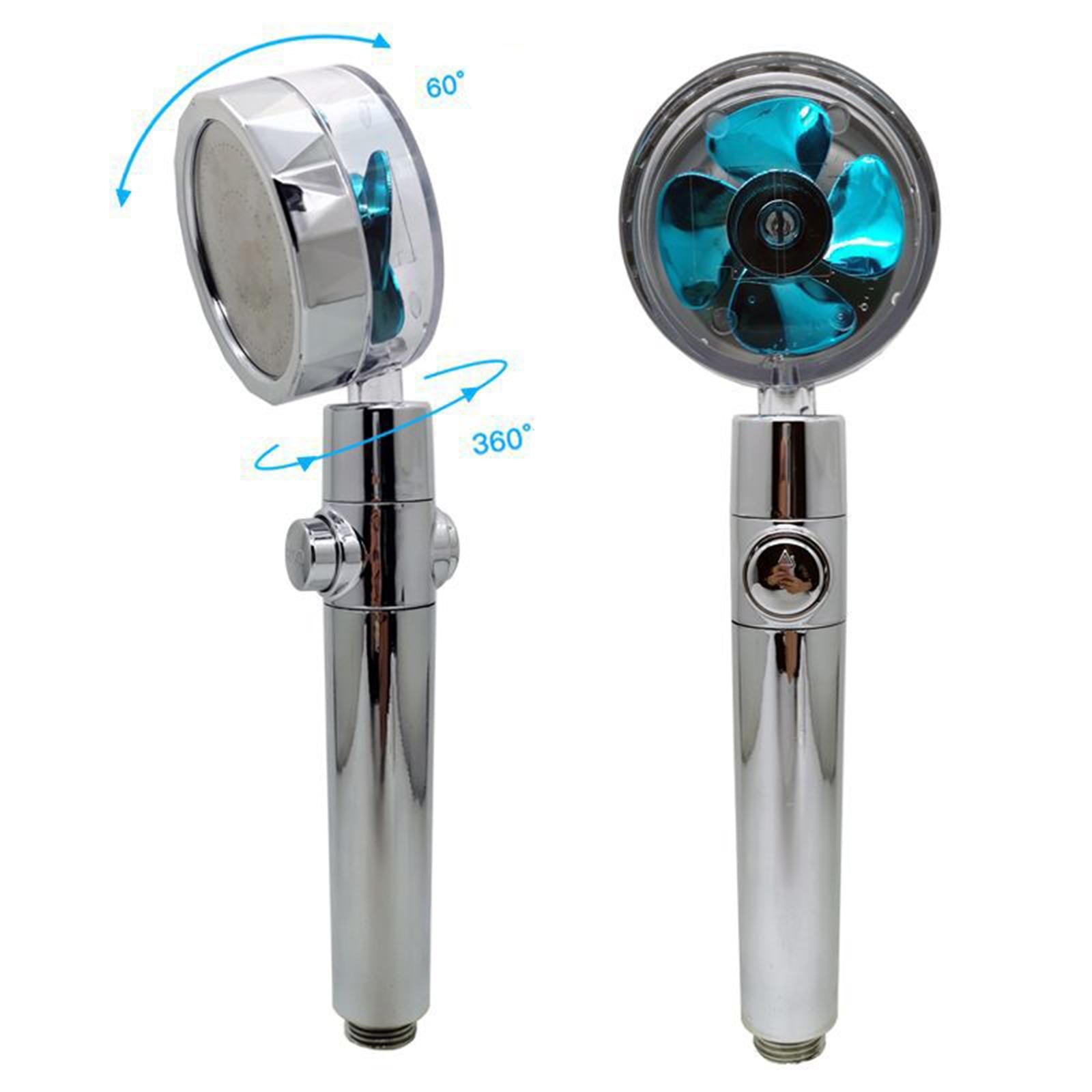Pressurized Shower Head Rotating with Small Fan Bathroom Accs Easy Install purple