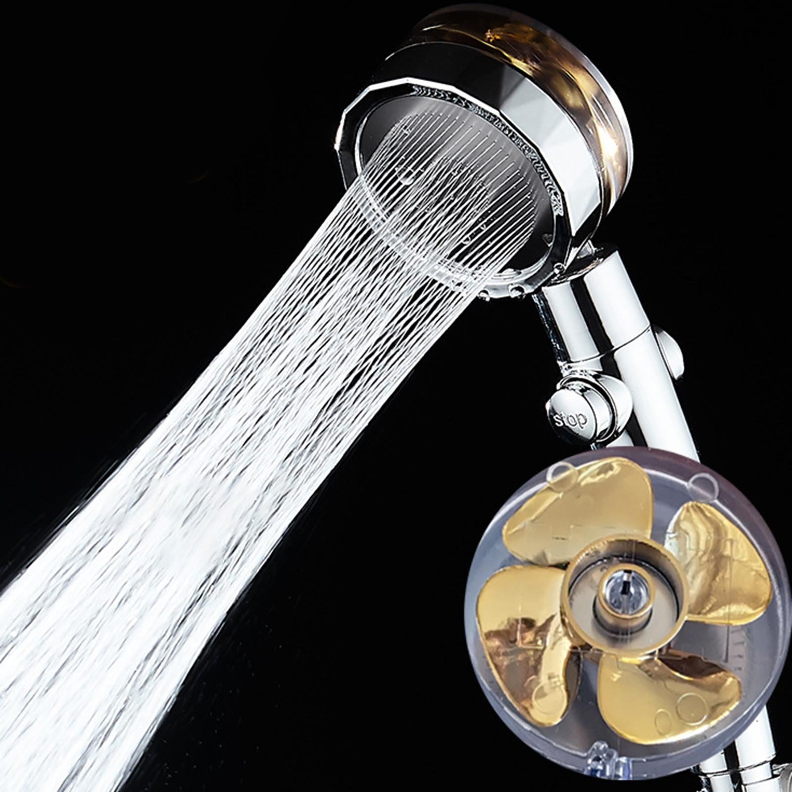 Pressurized Shower Head Rotating with Small Fan Bathroom Accs Easy Install purple