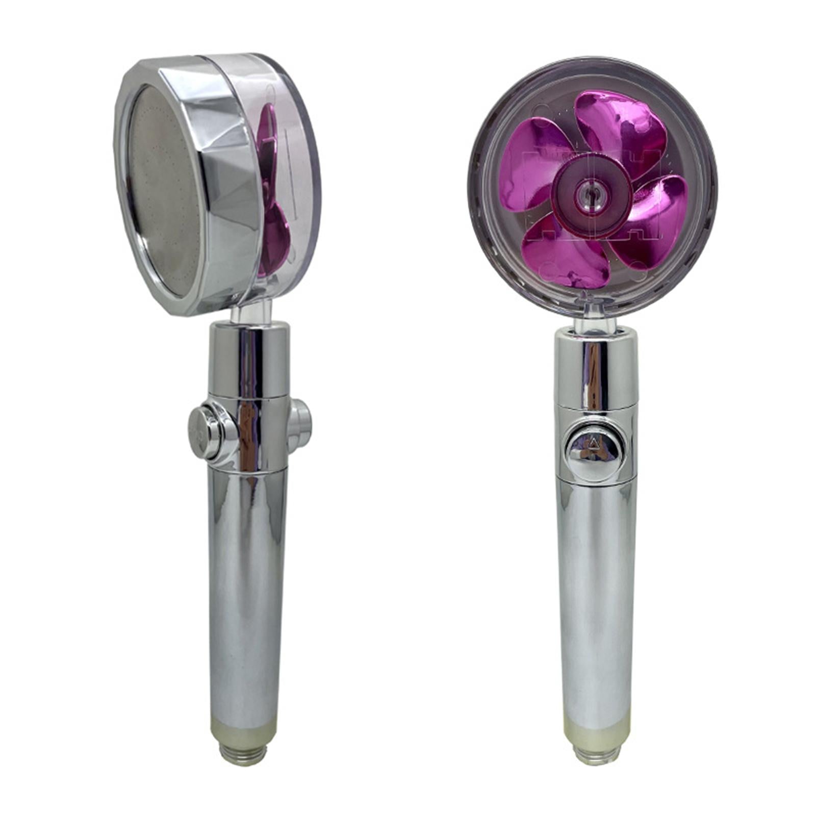 Pressurized Shower Head Rotating with Small Fan Bathroom Accs Easy Install purple