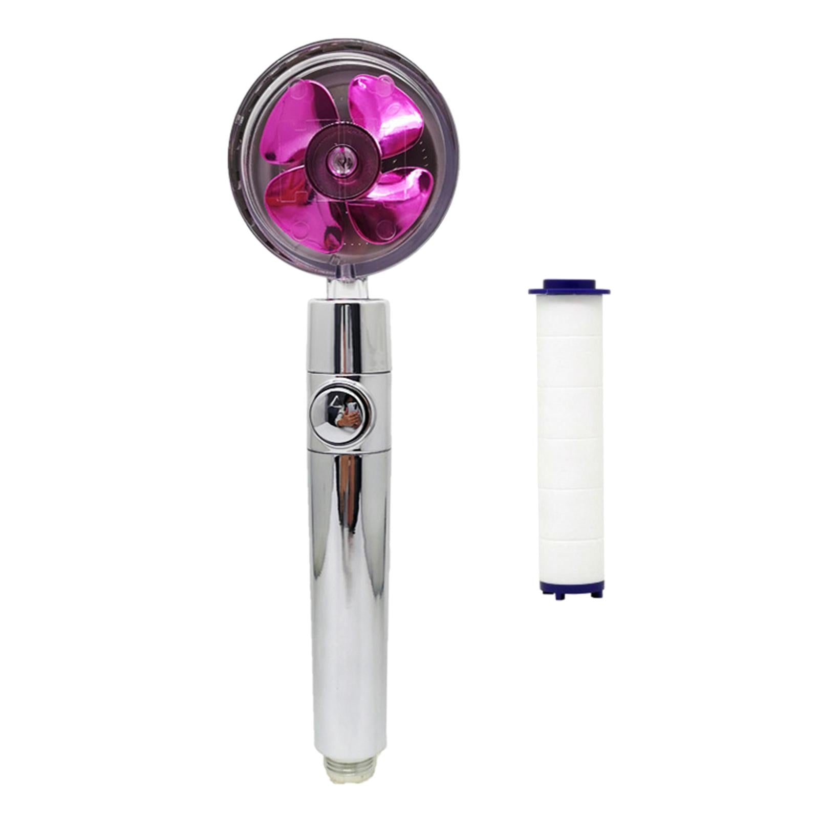 Pressurized Shower Head Rotating with Small Fan Bathroom Accs Easy Install purple
