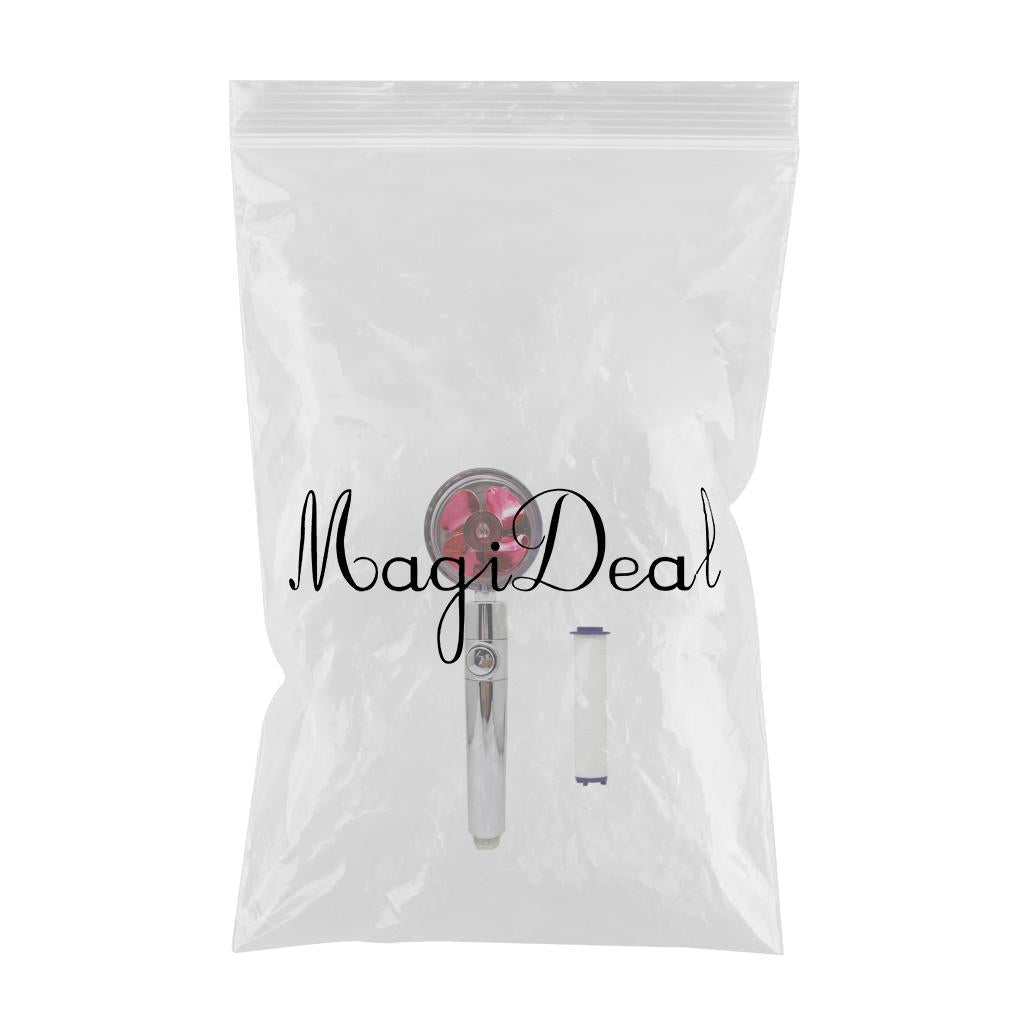 Pressurized Shower Head Rotating with Small Fan Bathroom Accs Easy Install red