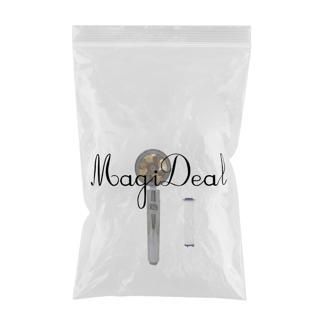 Pressurized Shower Head Rotating with Small Fan Bathroom Accs Easy Install yellow