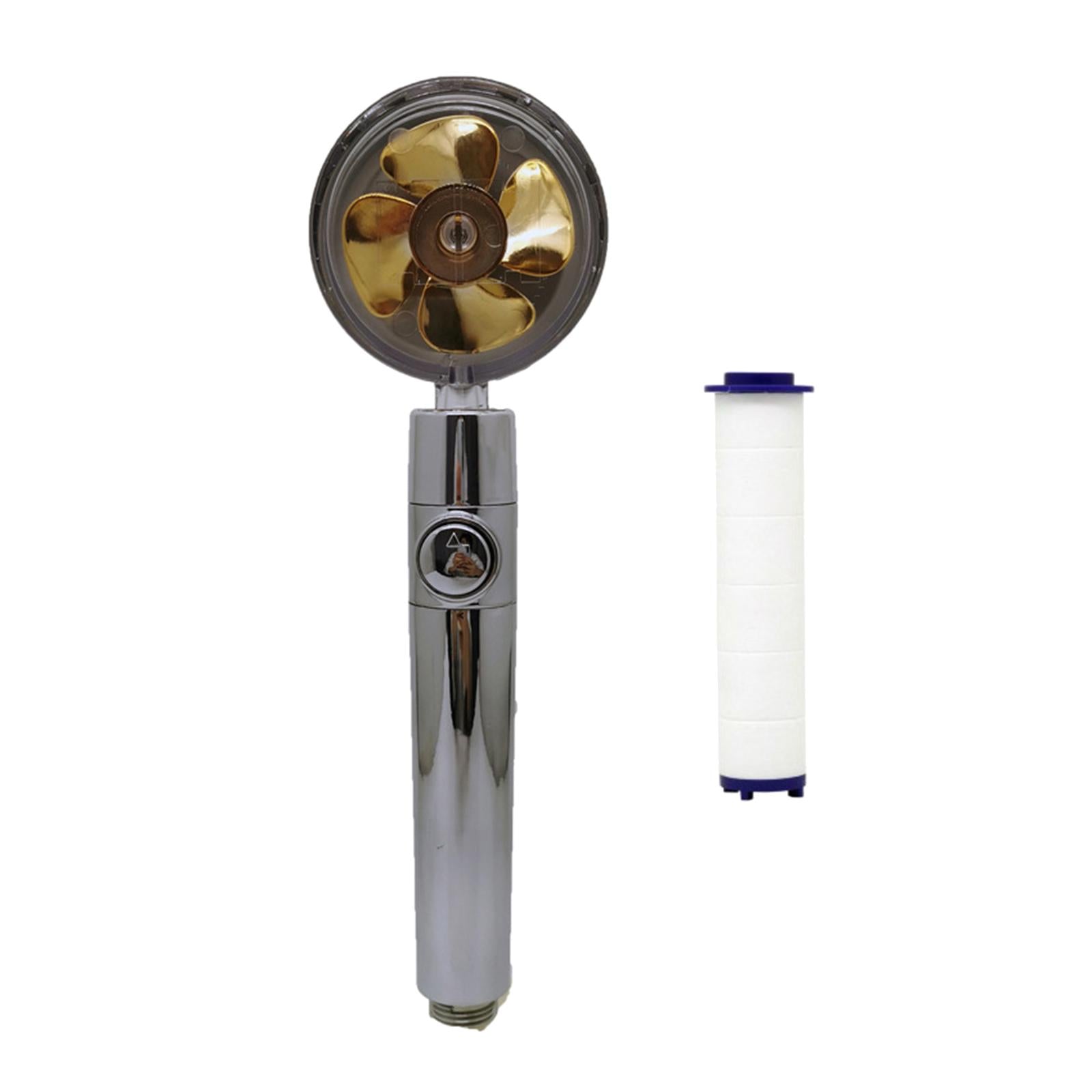 Pressurized Shower Head Rotating with Small Fan Bathroom Accs Easy Install yellow