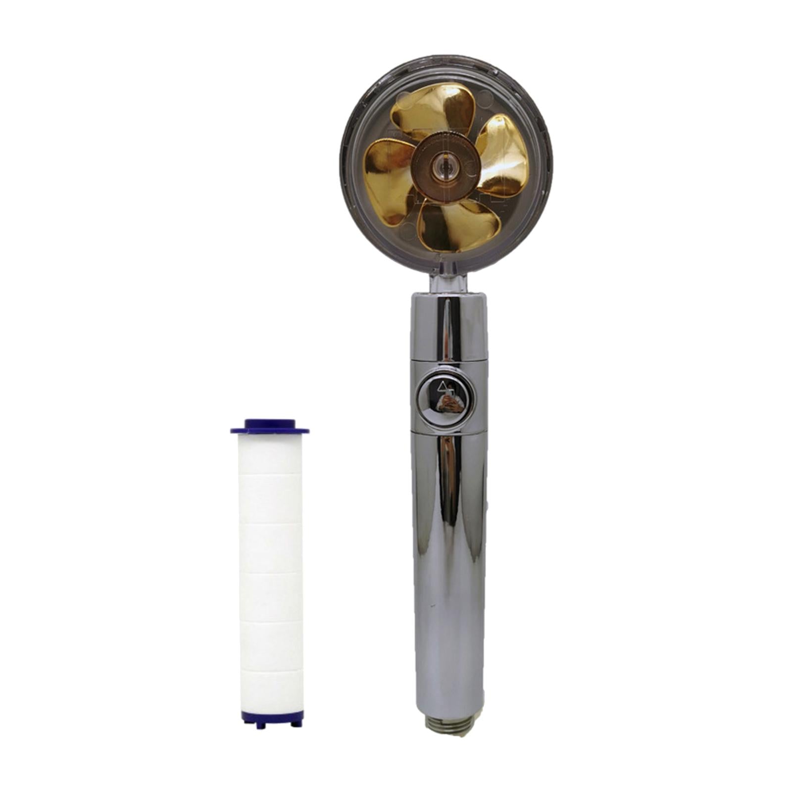 Pressurized Shower Head Rotating with Small Fan Bathroom Accs Easy Install yellow