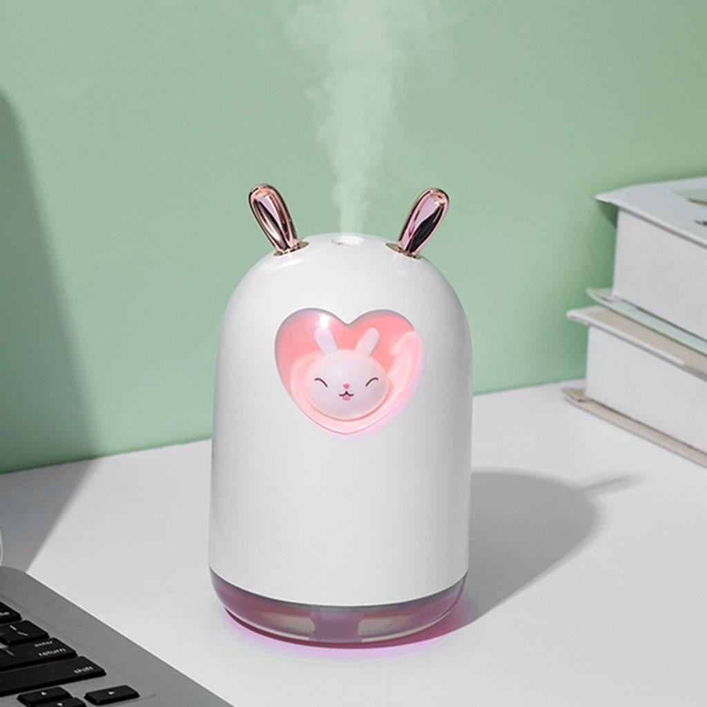 Cute Pet Air Humidifier 300ml Cool Mist Aroma Colorful LED Lamp for Office White