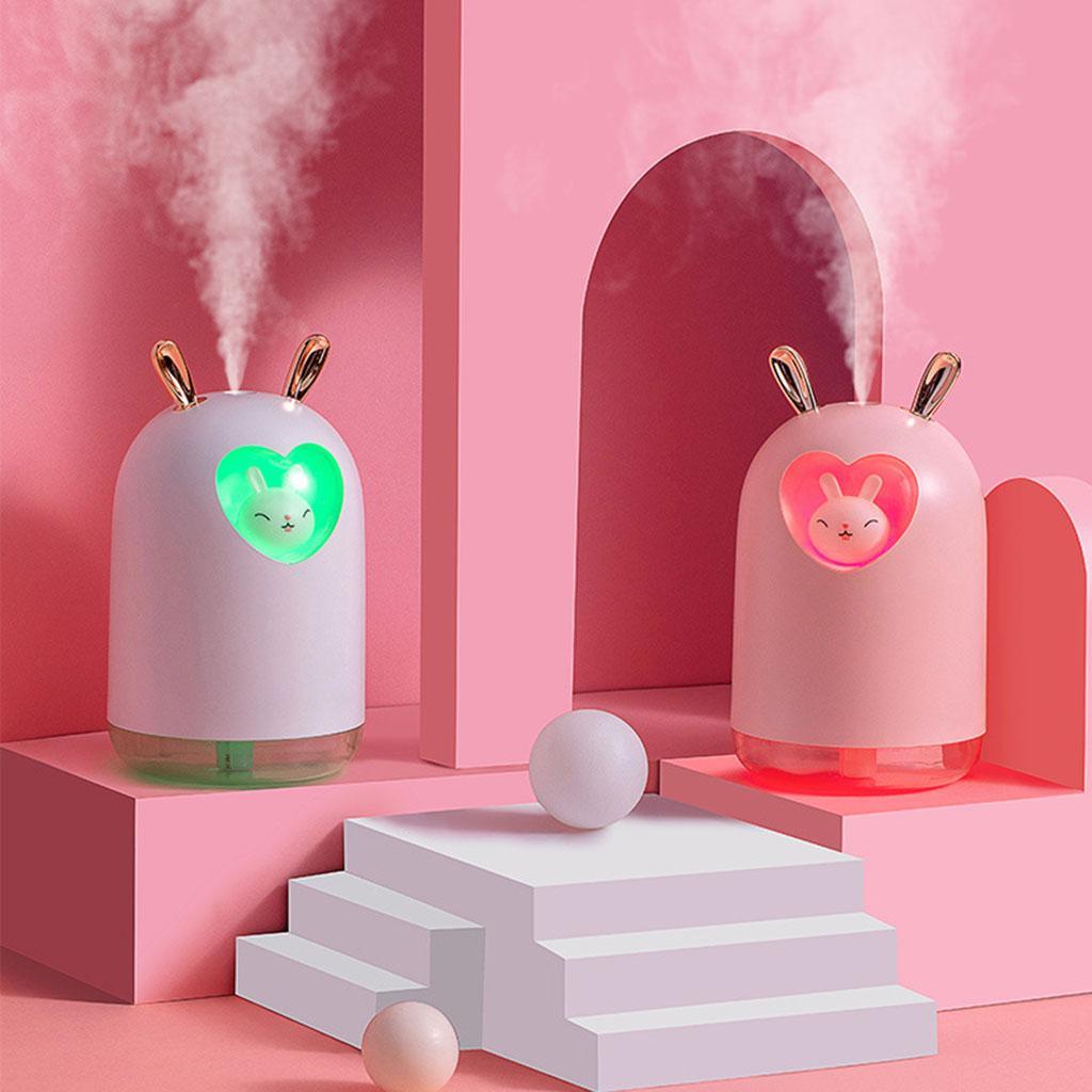 Cute Pet Air Humidifier 300ml Cool Mist Aroma Colorful LED Lamp for Office White