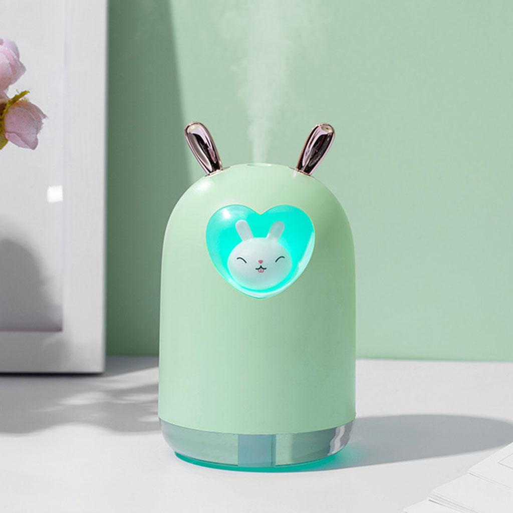 Cute Pet Air Humidifier 300ml Cool Mist Aroma Colorful LED Lamp for Office Green