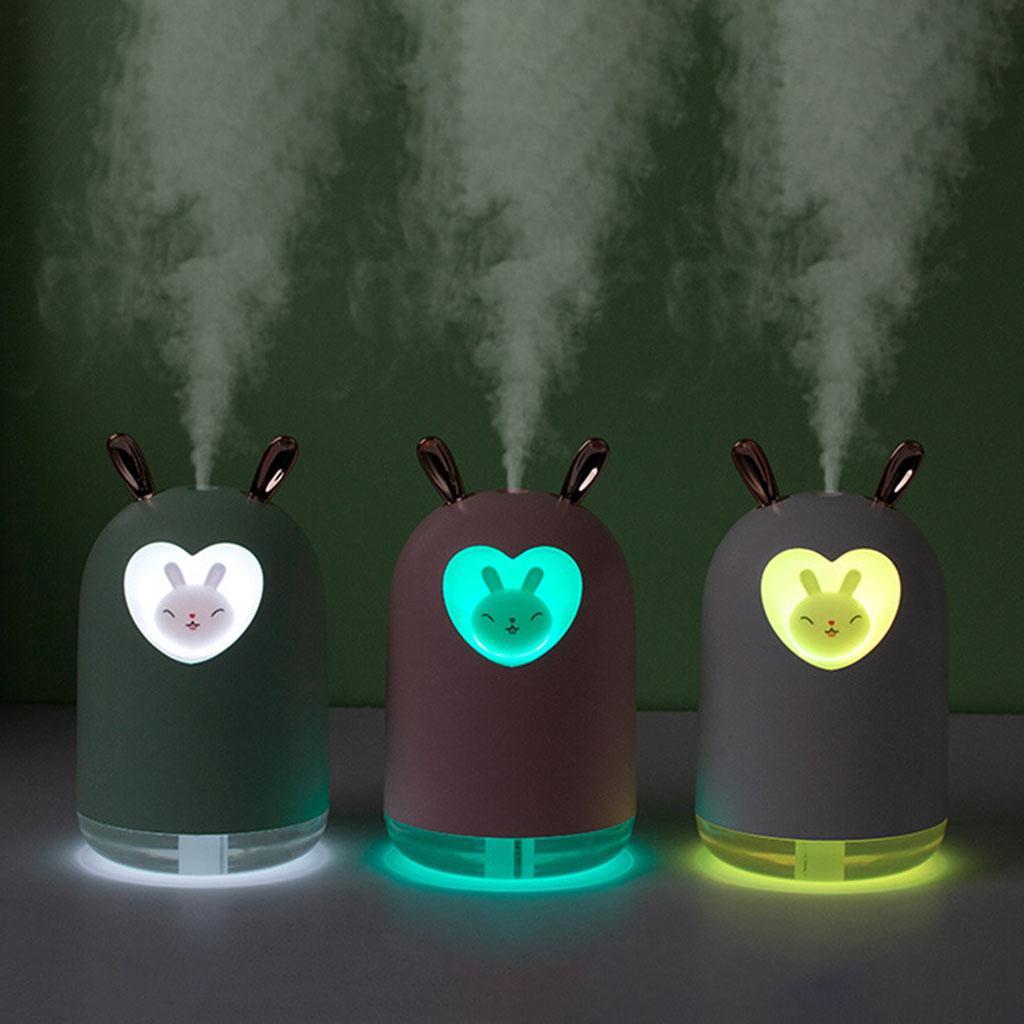 Cute Pet Air Humidifier 300ml Cool Mist Aroma Colorful LED Lamp for Office Green