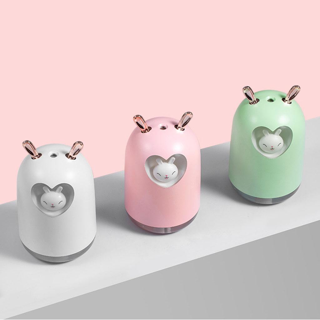 Cute Pet Air Humidifier 300ml Cool Mist Aroma Colorful LED Lamp for Office Pink